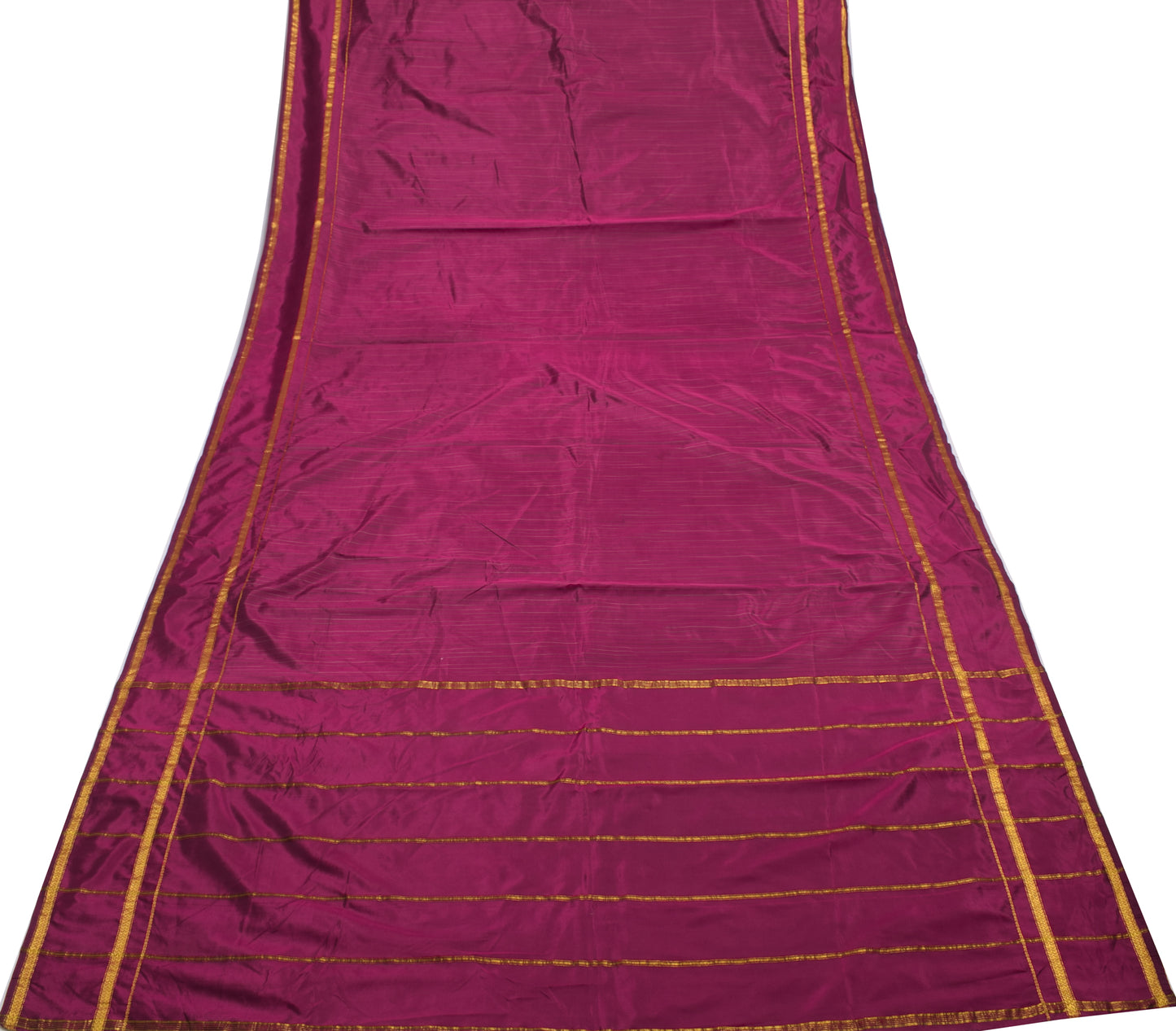 Sushila Vintage Purple Saree Blend Silk Woven Strips 5 Yard Sari Craft Fabric
