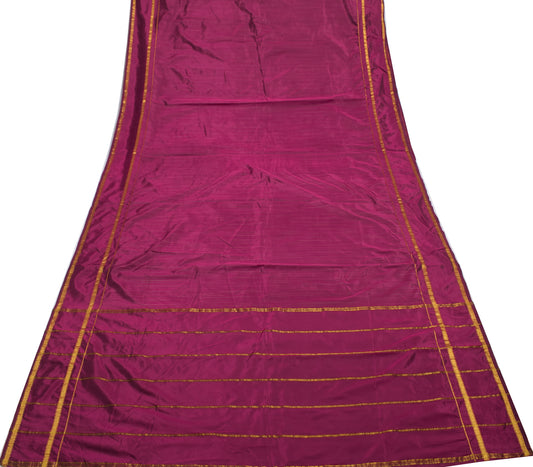 Sushila Vintage Purple Saree Blend Silk Woven Strips 5 Yard Sari Craft Fabric