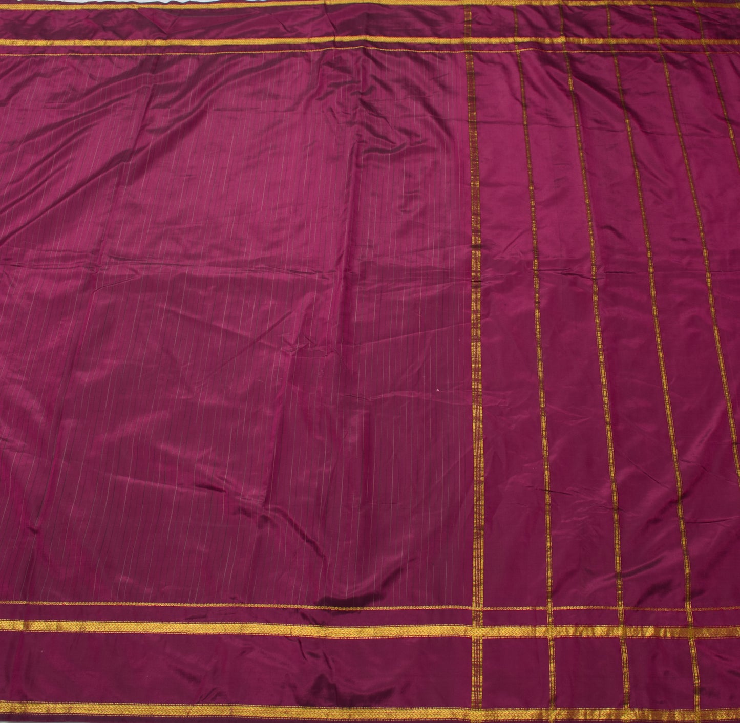 Sushila Vintage Purple Saree Blend Silk Woven Strips 5 Yard Sari Craft Fabric