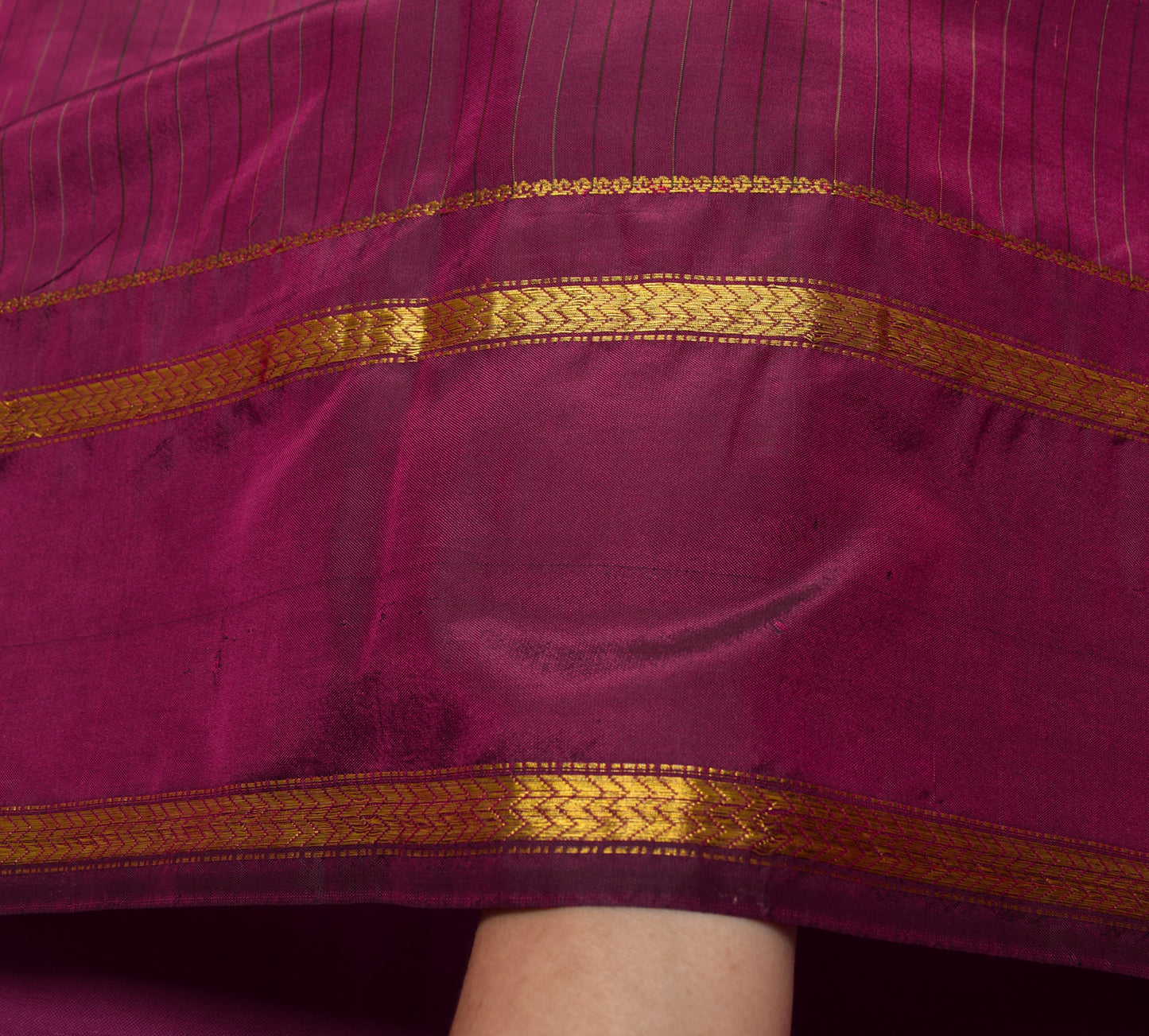 Sushila Vintage Purple Saree Blend Silk Woven Strips 5 Yard Sari Craft Fabric