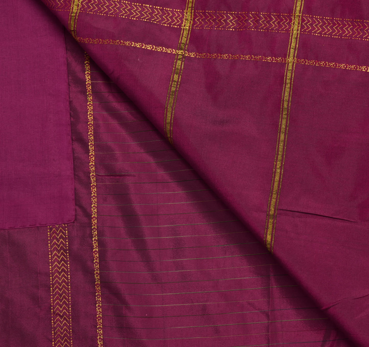 Sushila Vintage Purple Saree Blend Silk Woven Strips 5 Yard Sari Craft Fabric