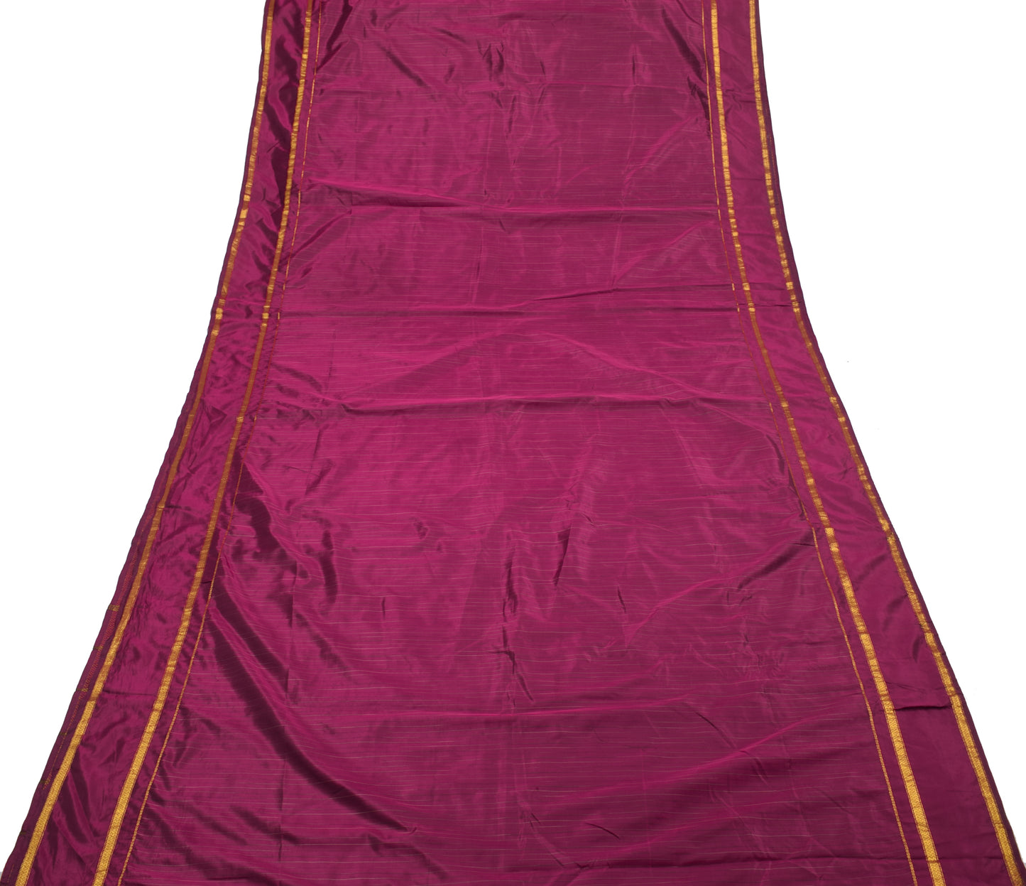 Sushila Vintage Purple Saree Blend Silk Woven Strips 5 Yard Sari Craft Fabric