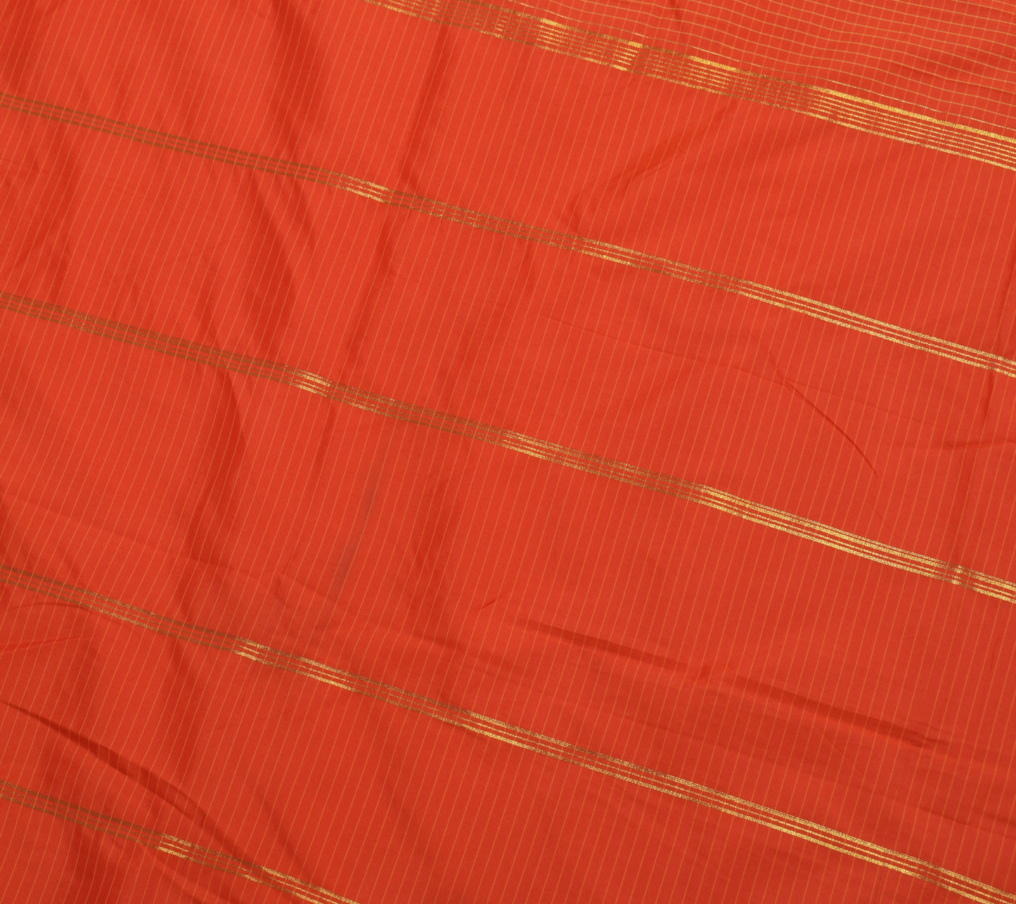 Sushila Vintage Orange Saree Blend Silk Woven Checks 5 Yard Sari Craft Fabric