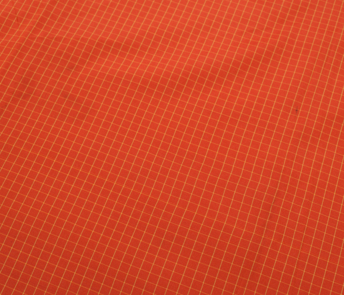 Sushila Vintage Orange Saree Blend Silk Woven Checks 5 Yard Sari Craft Fabric