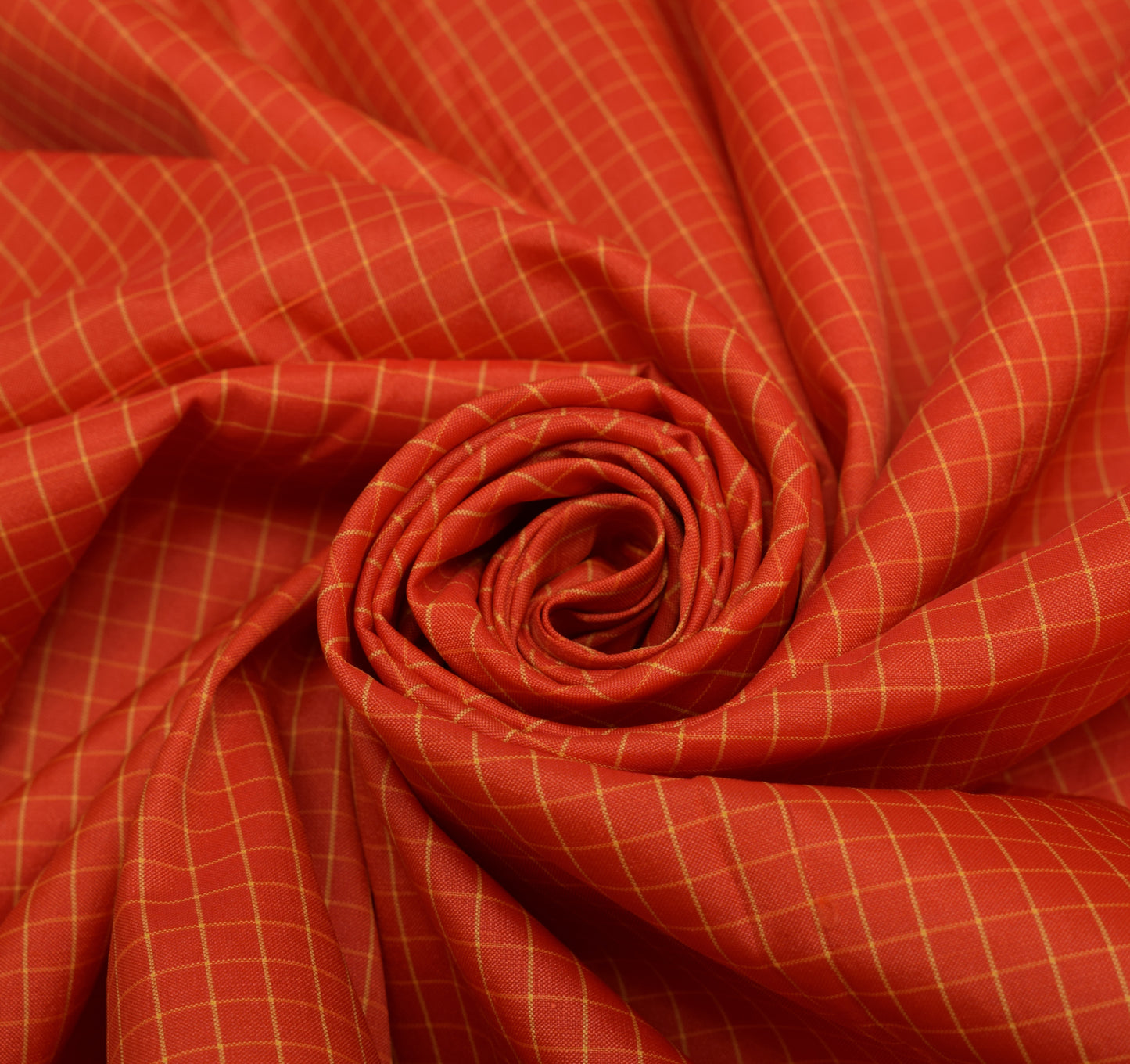 Sushila Vintage Orange Saree Blend Silk Woven Checks 5 Yard Sari Craft Fabric