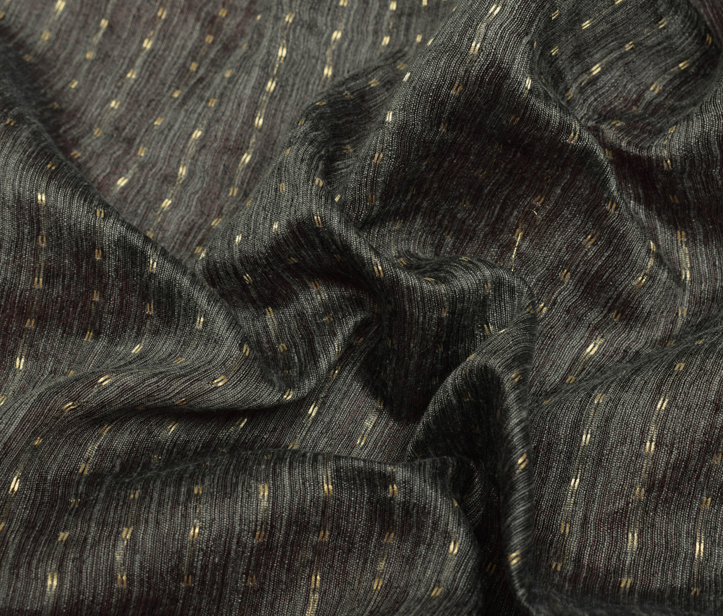 Sushila Vintage Dark Gray Indian Saree Blend Silk Woven Sari With Blouse Fabric