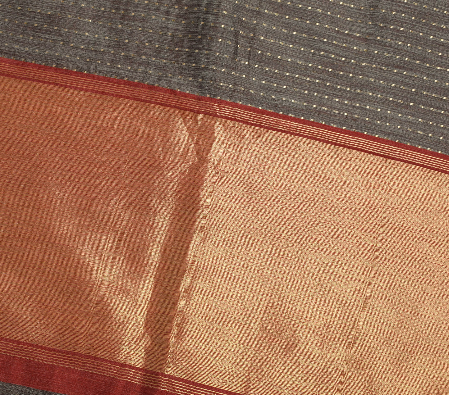 Sushila Vintage Dark Gray Indian Saree Blend Silk Woven Sari With Blouse Fabric