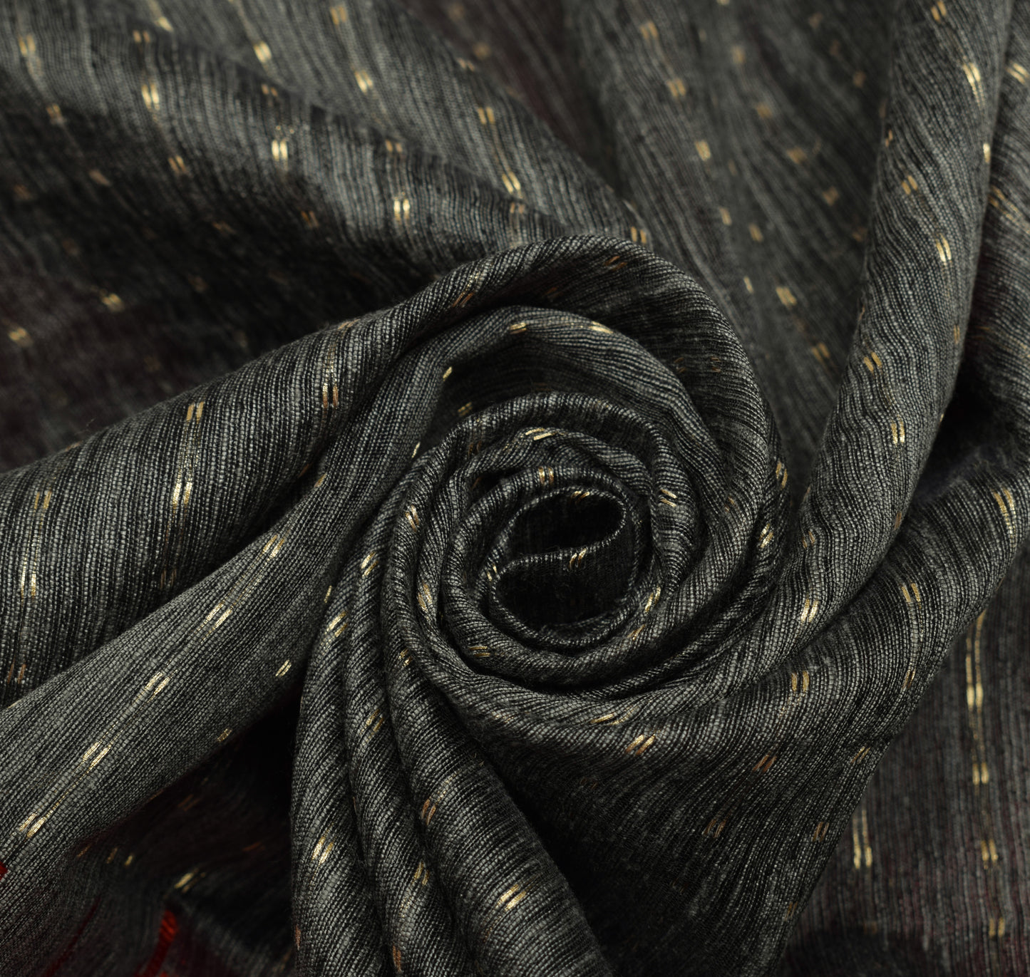 Sushila Vintage Dark Gray Indian Saree Blend Silk Woven Sari With Blouse Fabric