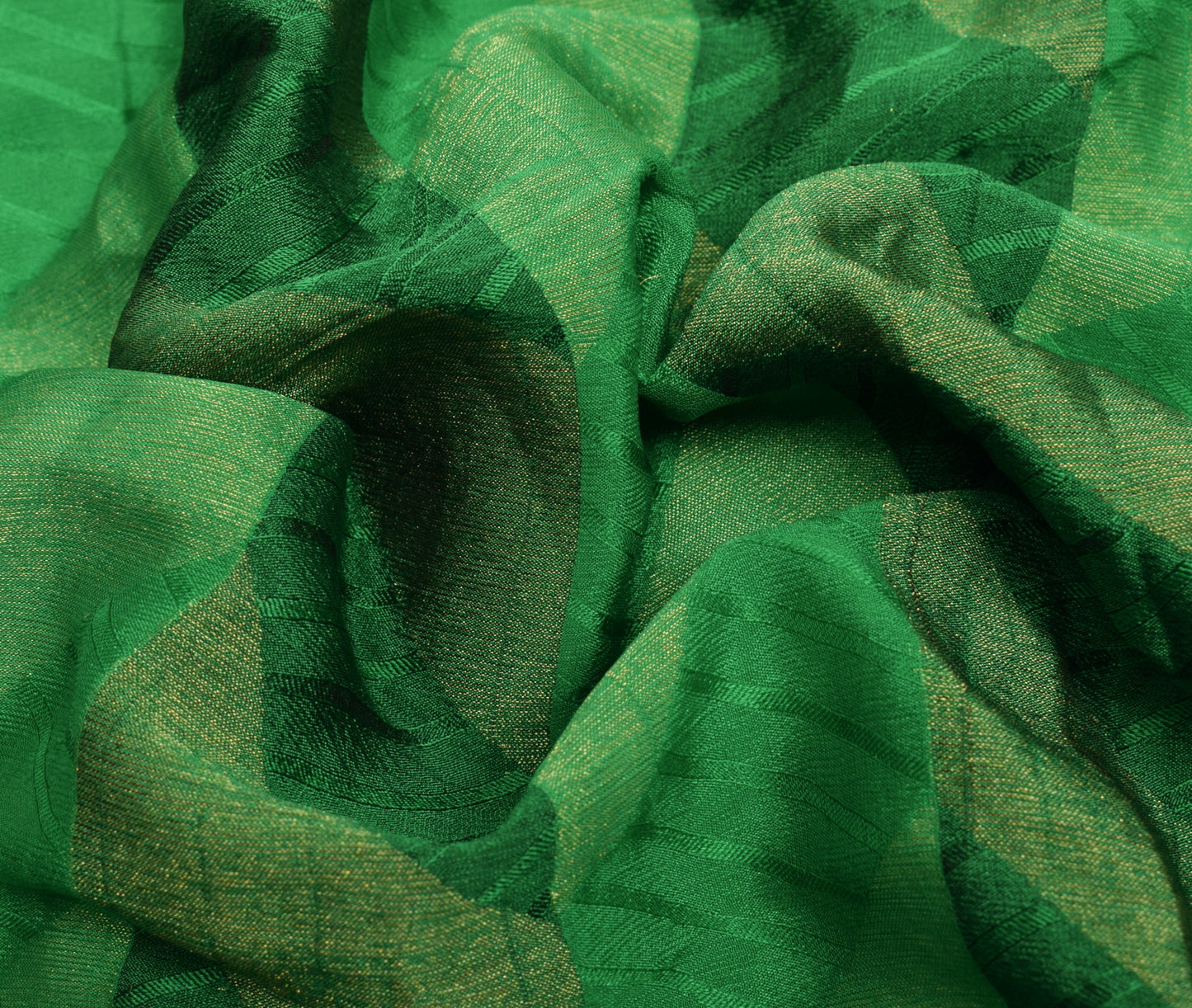 Sushila Vintage Green Indian Saree 100% Pure Silk Woven Sari Soft Craft Fabric