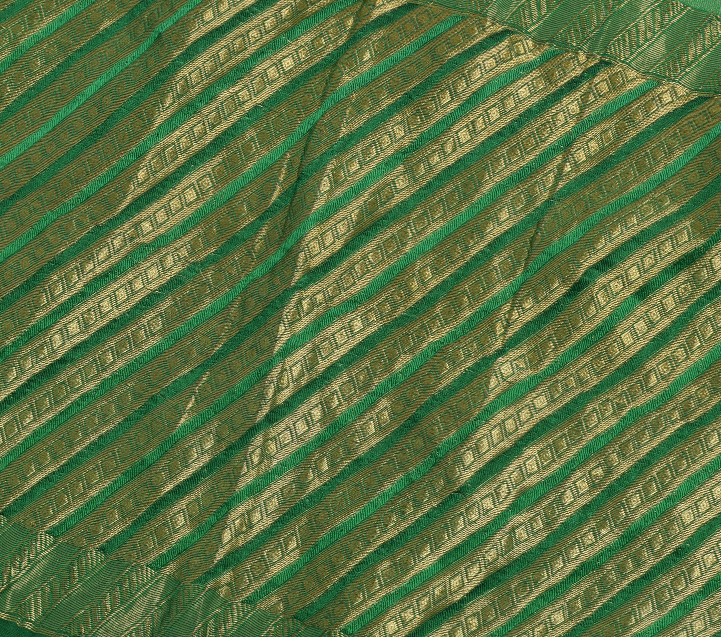 Sushila Vintage Green Indian Saree 100% Pure Silk Woven Sari Soft Craft Fabric