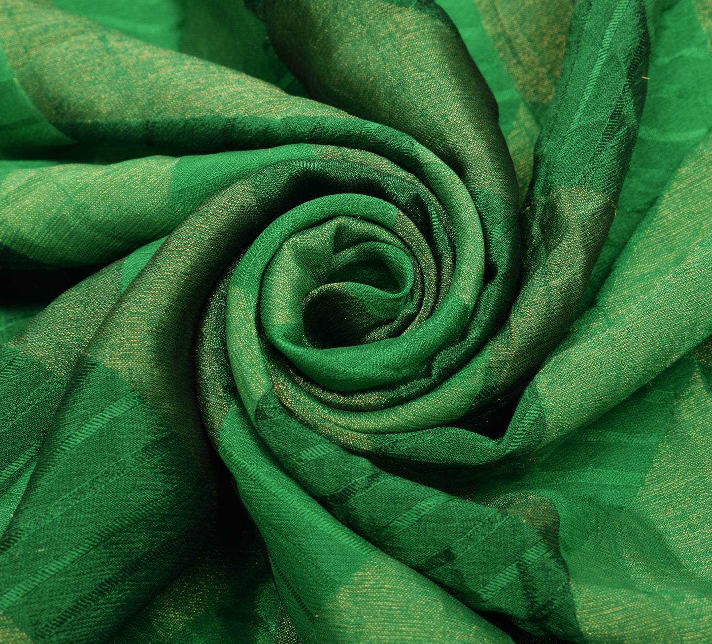 Sushila Vintage Green Indian Saree 100% Pure Silk Woven Sari Soft Craft Fabric