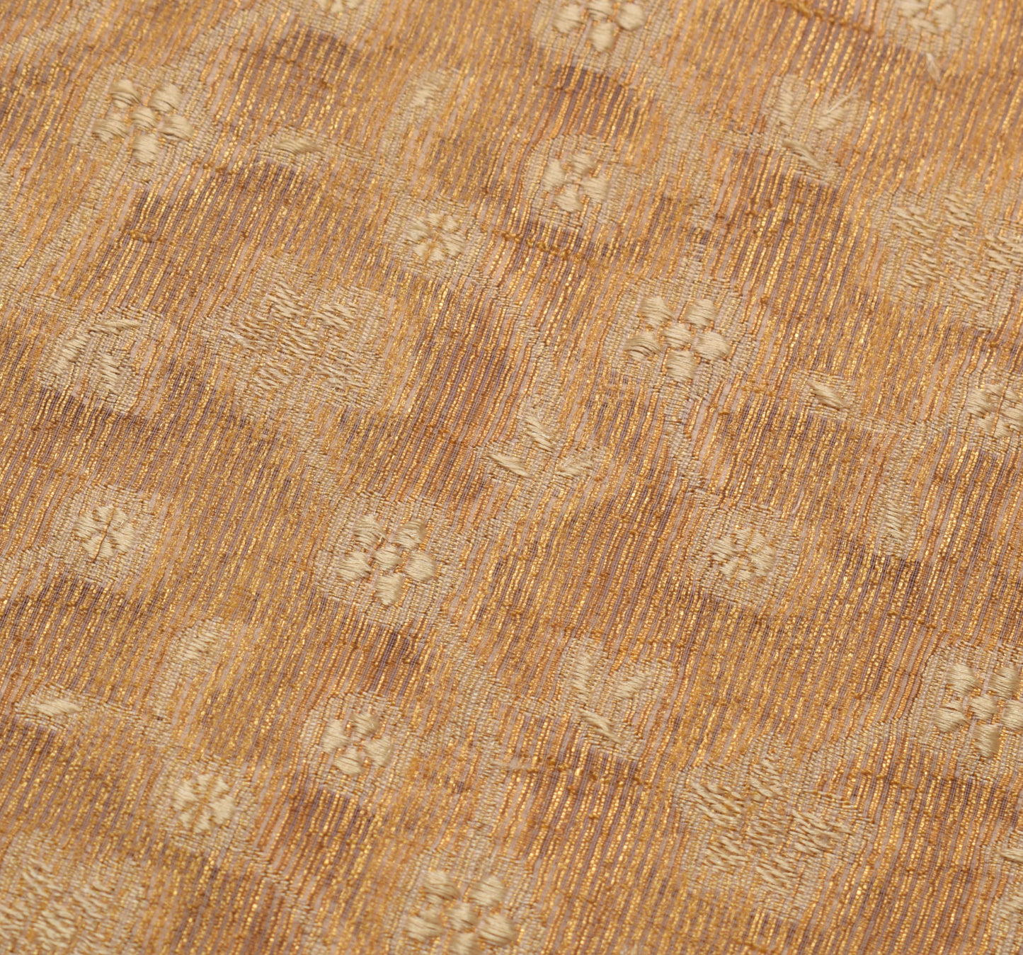 Sushila Vintage Brown Saree Blend Silk Hand Beaded Floral 5 YD Sari Craft Fabric