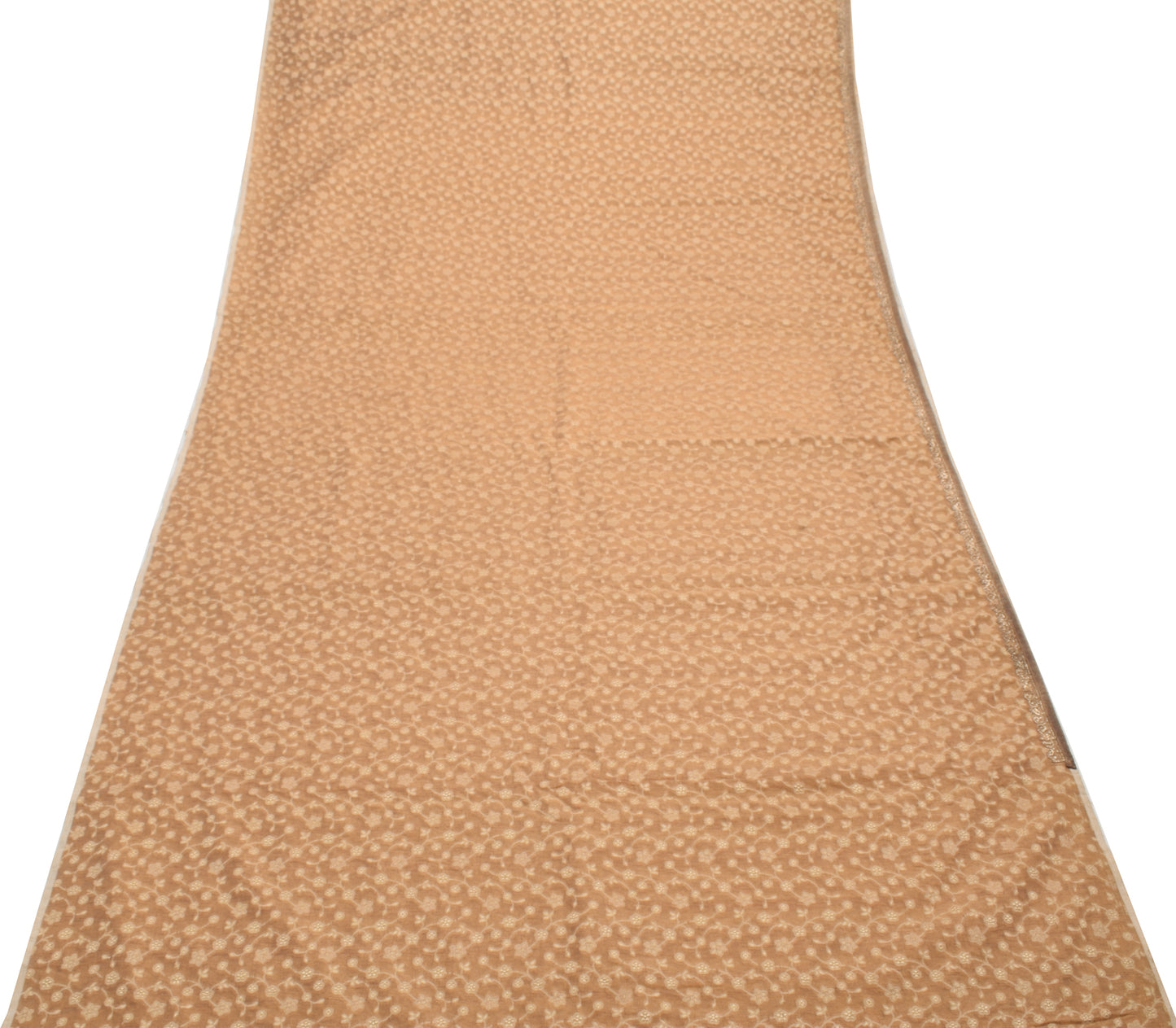 Sushila Vintage Brown Saree Blend Silk Hand Beaded Floral 5 YD Sari Craft Fabric