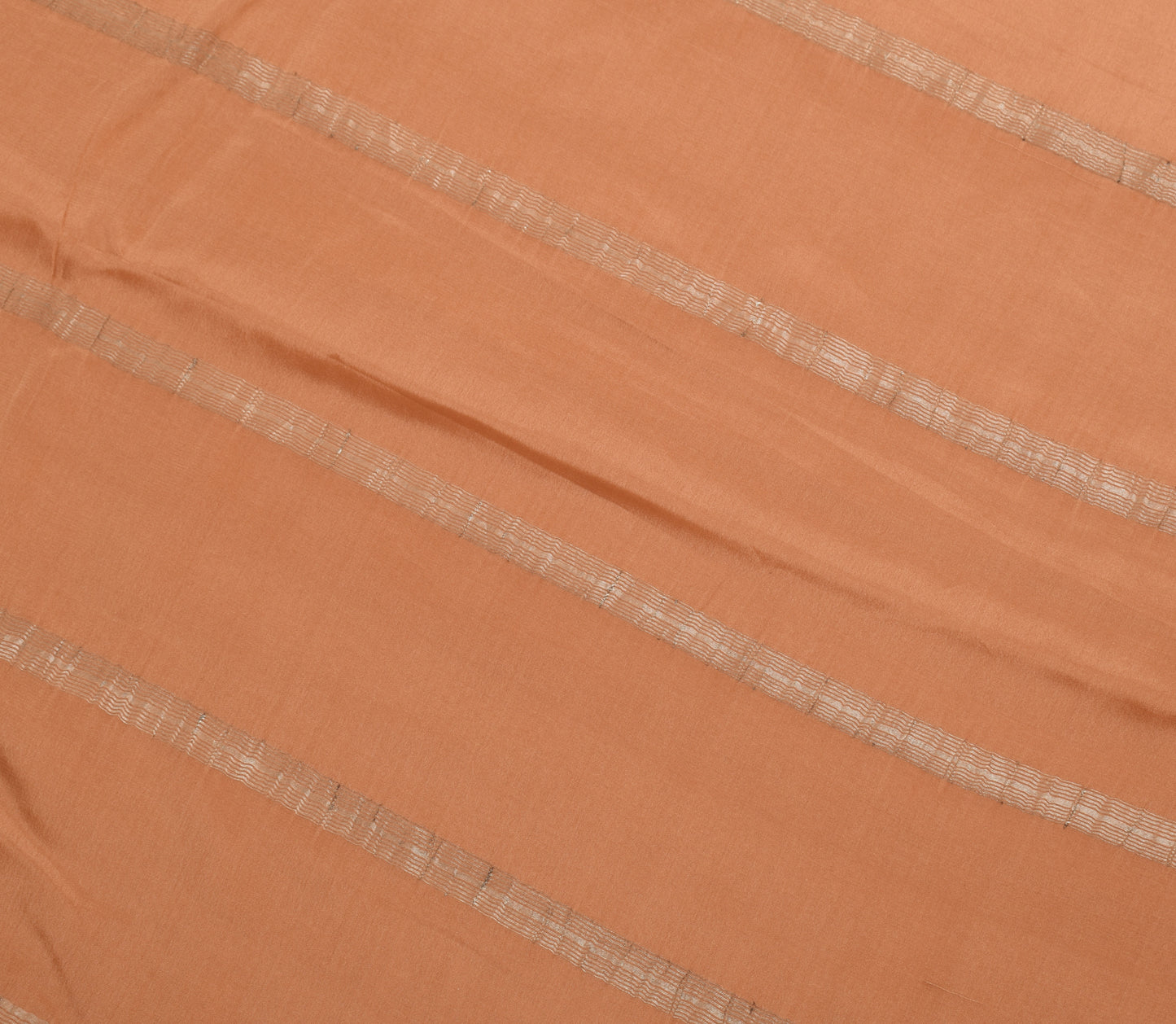 Sushila Vintage Peach Indian Saree 100% Pure Silk Woven Soft Sari Craft Fabric