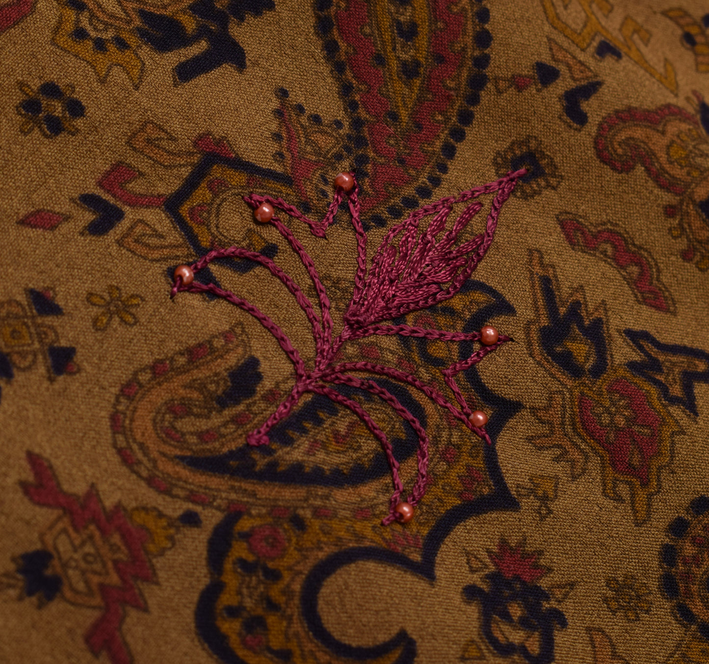Sushila Vintage Brown Saree Blend Silk Printed Paisley Sari Soft Craft  Fabric