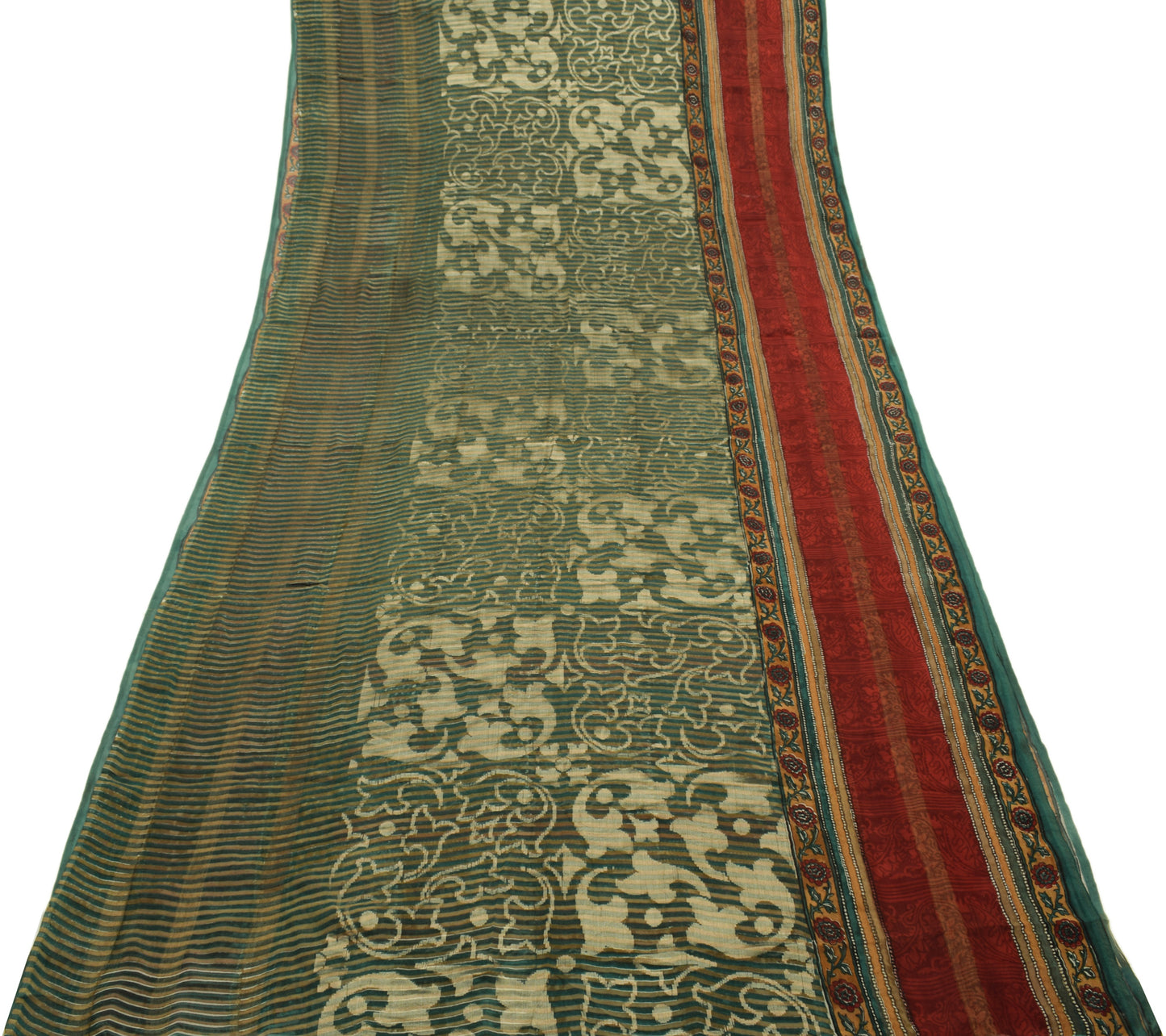 Sushila Vintage Indian Saree 100% Pure Georgette Silk Floral Printed Sari Fabric