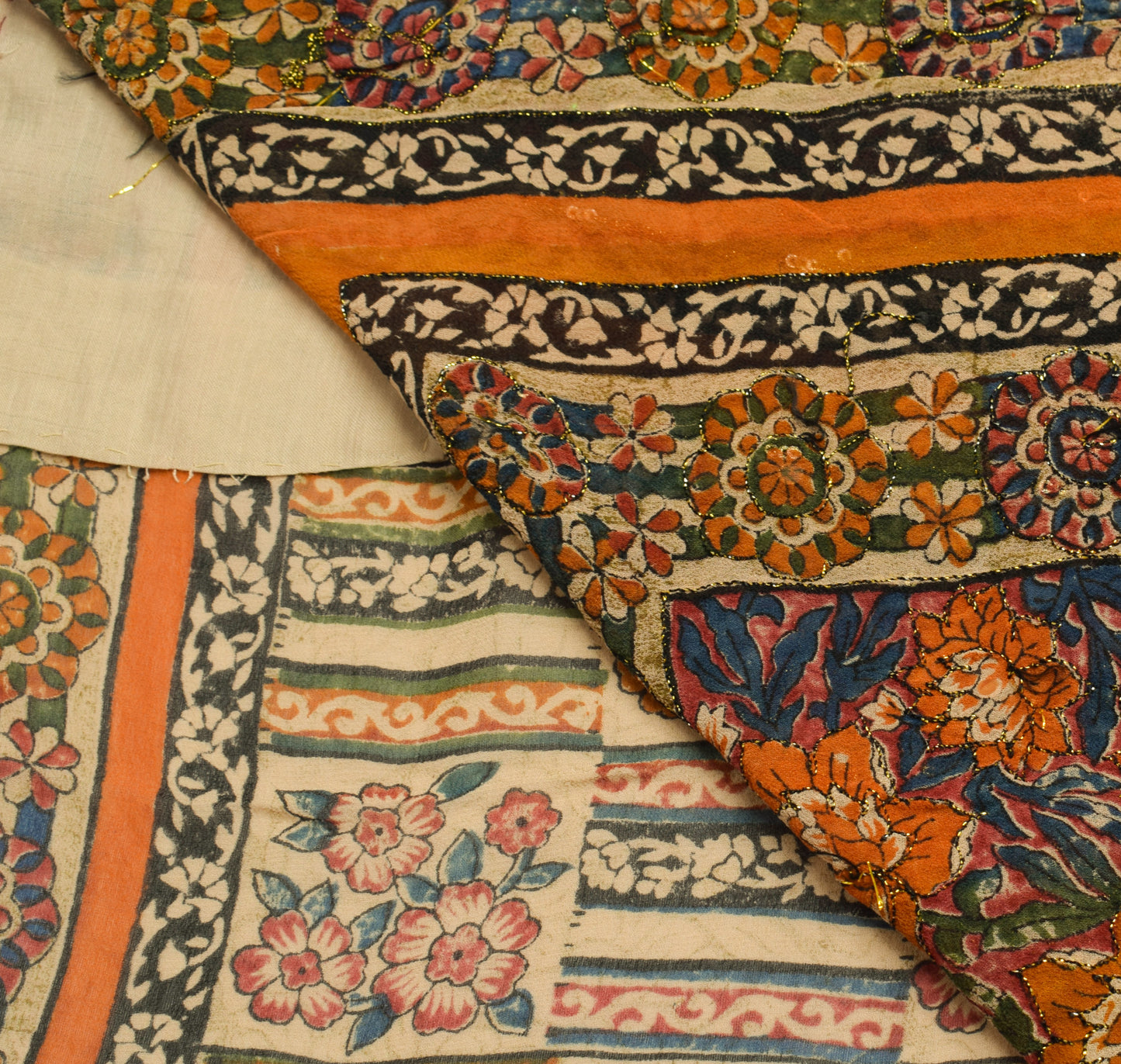 Sushila Vintage Brown Saree 100% Pure Georgette Silk Printed Floral Sari Fabric