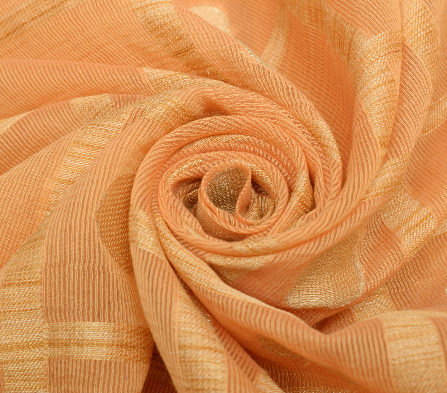 Sushila Vintage Peach Indian Saree Art Silk Woven Sari 5 Yard Craft Fabric