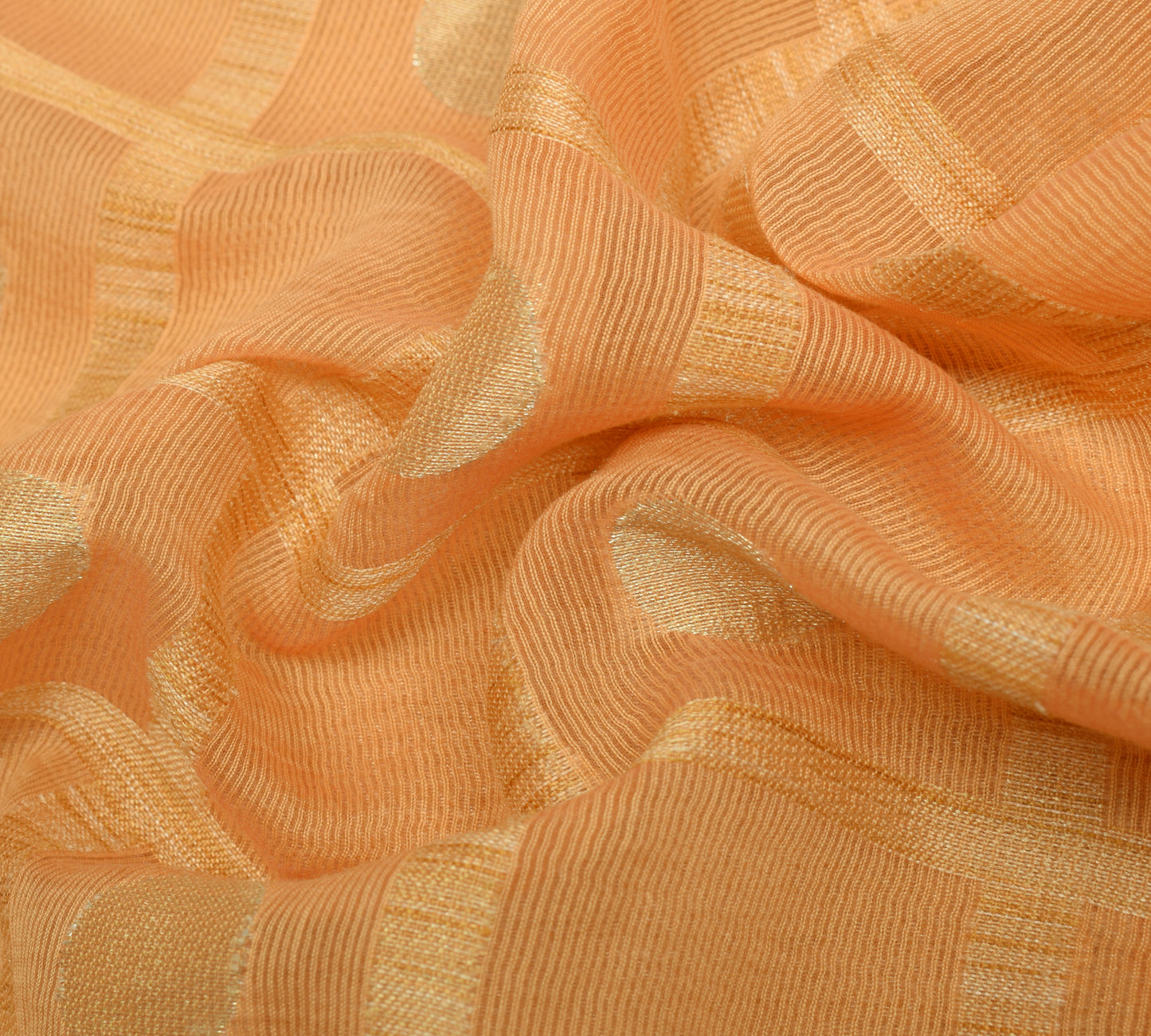 Sushila Vintage Peach Indian Saree Art Silk Woven Sari 5 Yard Craft Fabric