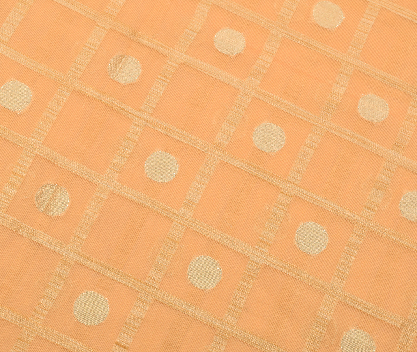 Sushila Vintage Peach Indian Saree Art Silk Woven Sari 5 Yard Craft Fabric