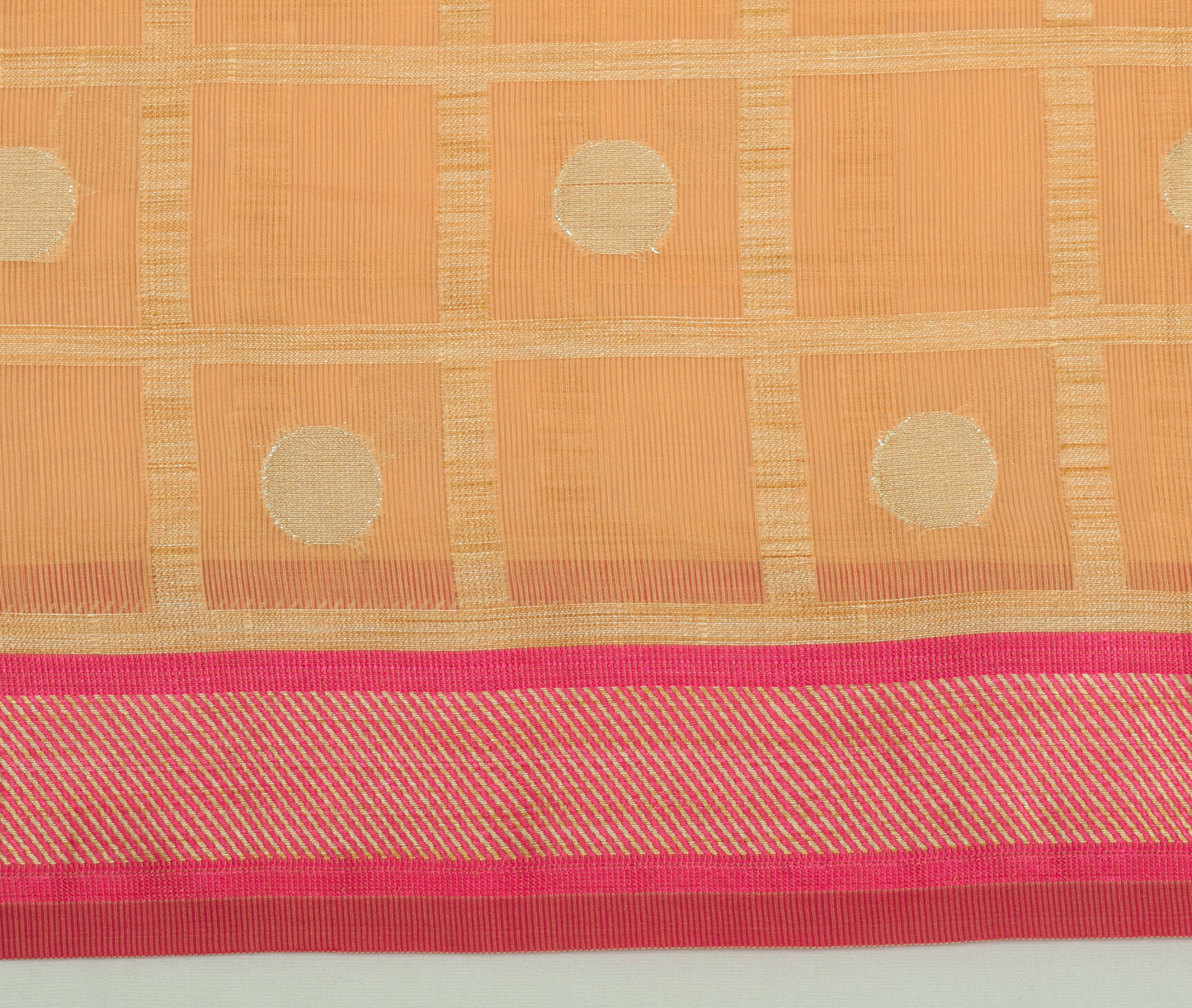 Sushila Vintage Peach Indian Saree Art Silk Woven Sari 5 Yard Craft Fabric