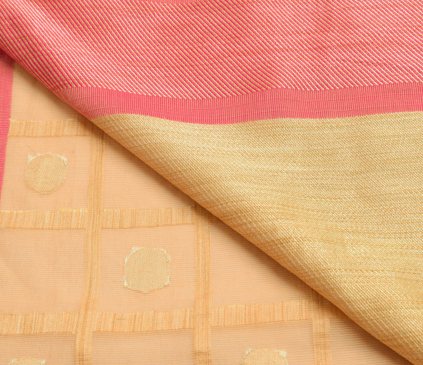 Sushila Vintage Peach Indian Saree Art Silk Woven Sari 5 Yard Craft Fabric
