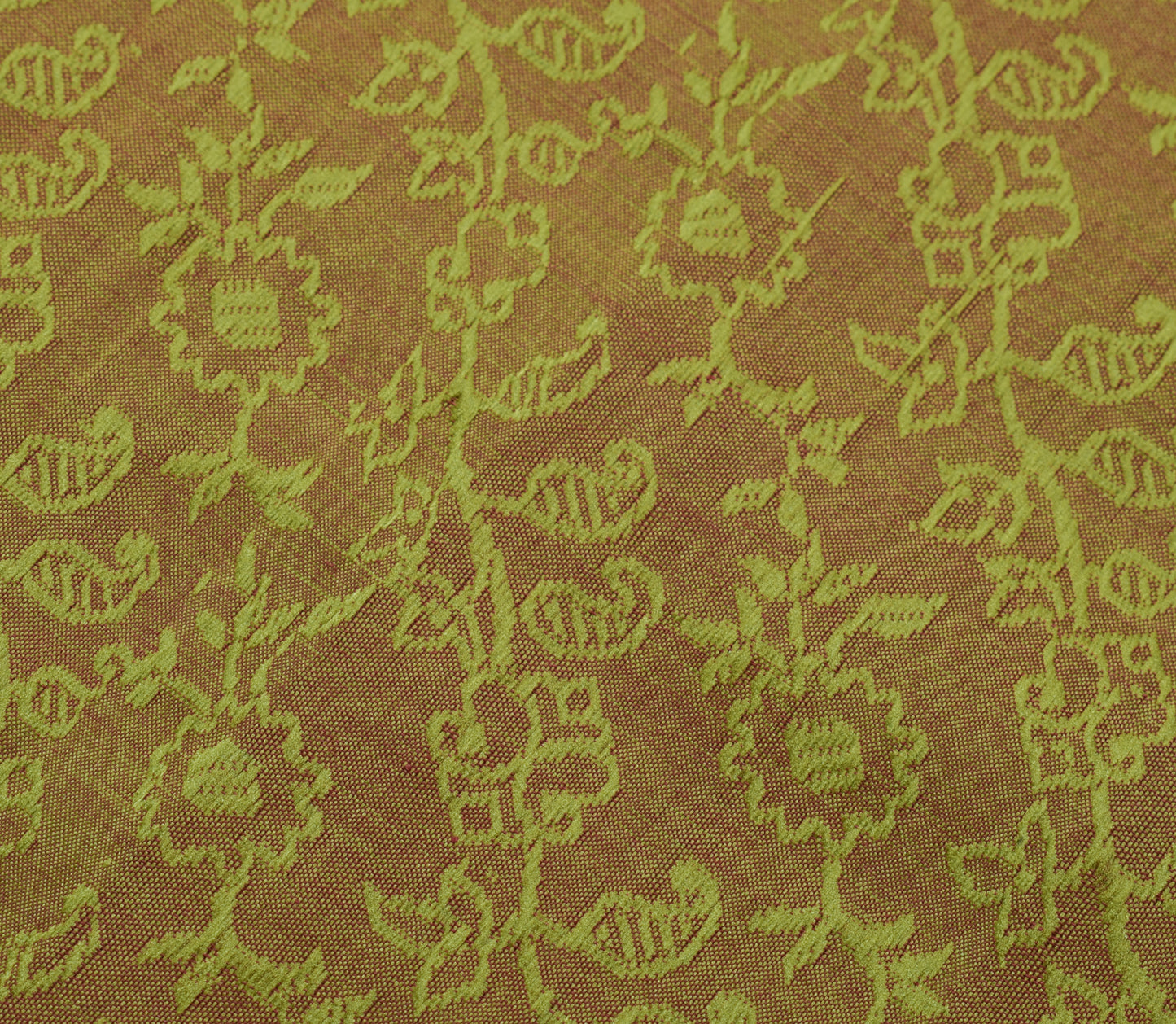 Sushila Vintage Dual Tone Saree Blend Silk Woven Floral 5 Yard Sari Craft Fabric