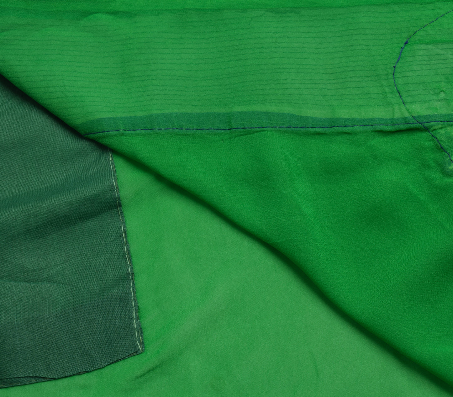 Sushila Vintage Green Saree 100%Pure Georgette Silk Patch Work Sari Craft Fabric