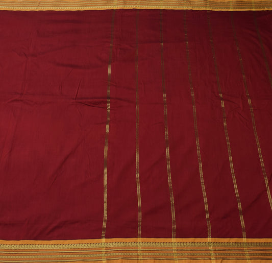 Sushila Vintage Maroon Indian Saree Art Silk Woven 5 Yard  Sari Craft Fabric
