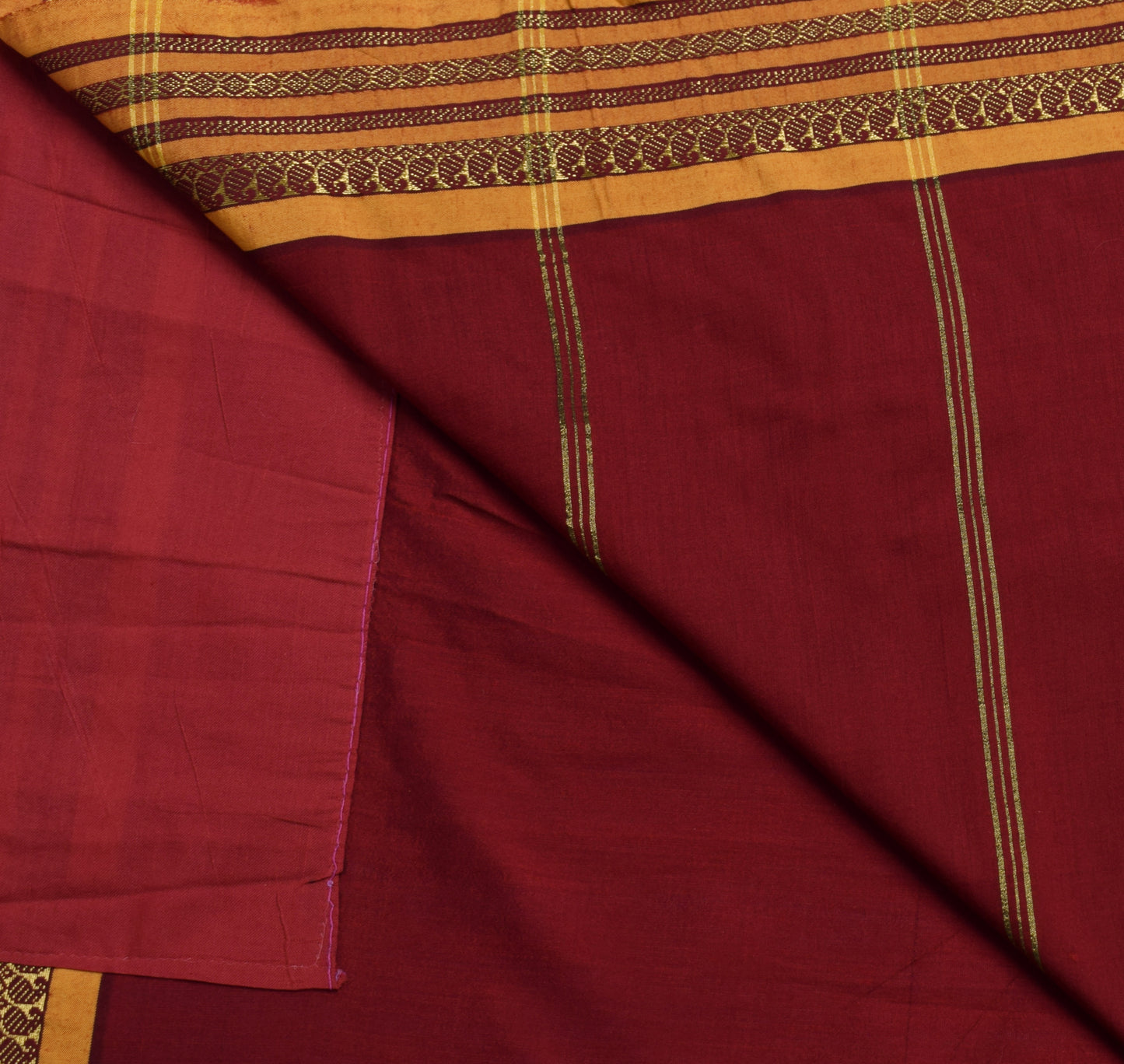 Sushila Vintage Maroon Indian Saree Art Silk Woven 5 Yard  Sari Craft Fabric