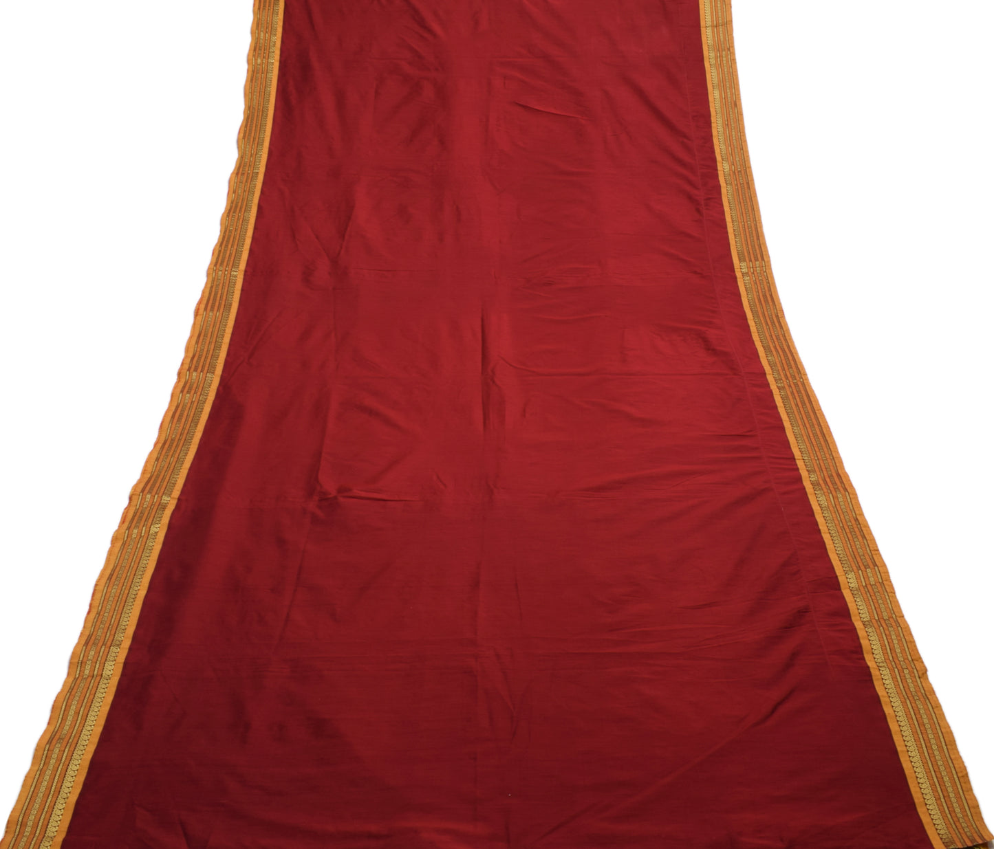 Sushila Vintage Maroon Indian Saree Art Silk Woven 5 Yard  Sari Craft Fabric