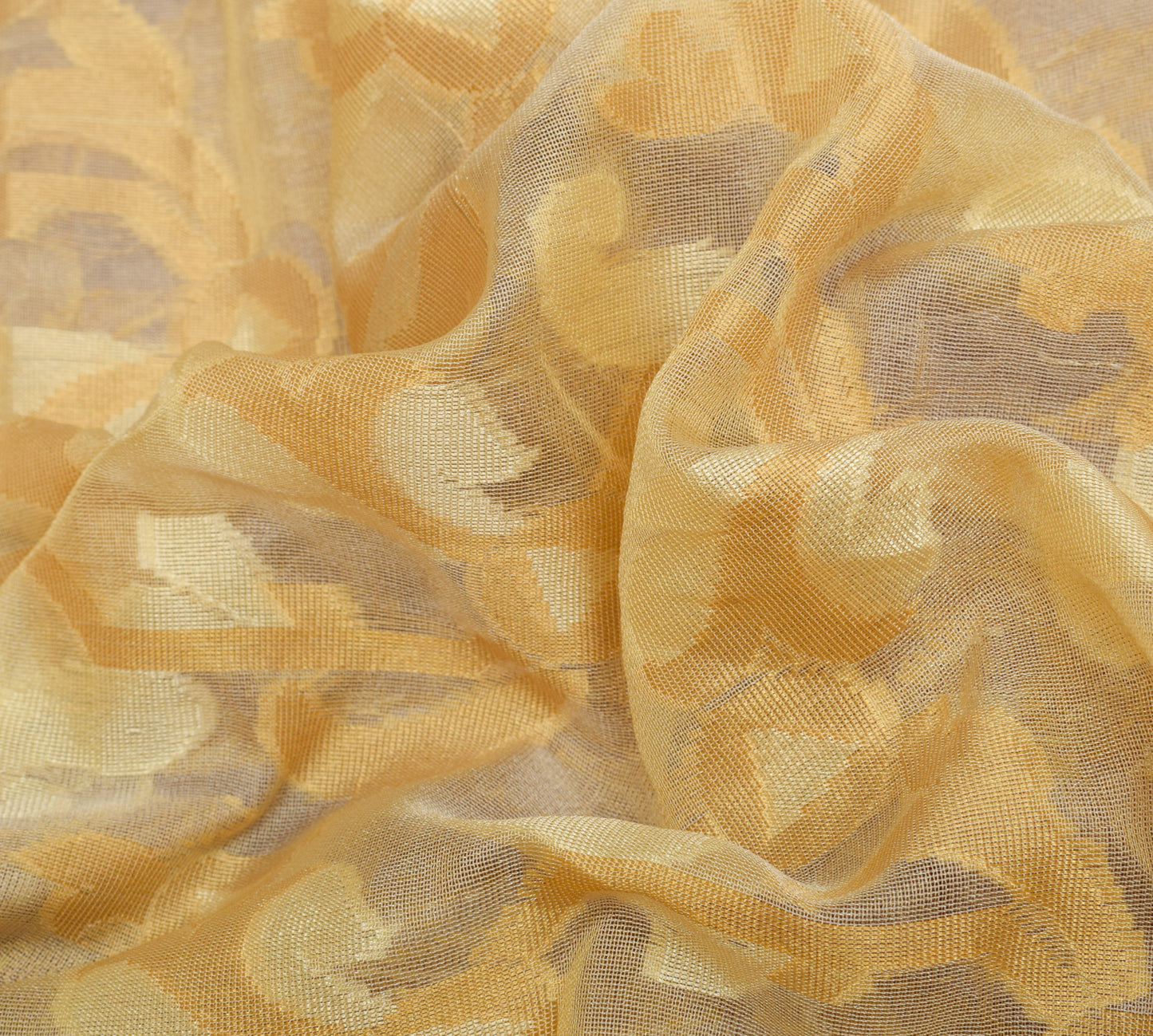 Sushila Vintage Cream Saree Blend Silk All Over Woven Floral Sari Craft Fabric