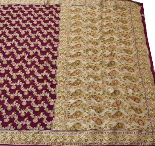 Sushila Vintage Saree 100% Pure Silk All Over Woven Floral Sari Craft Fabric