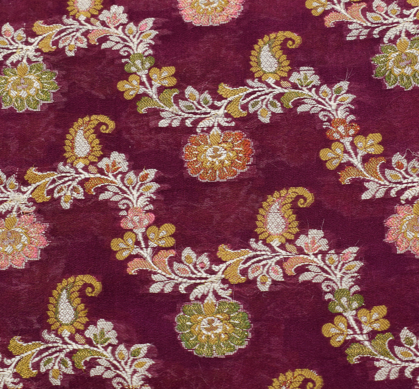 Sushila Vintage Saree 100% Pure Silk All Over Woven Floral Sari Craft Fabric