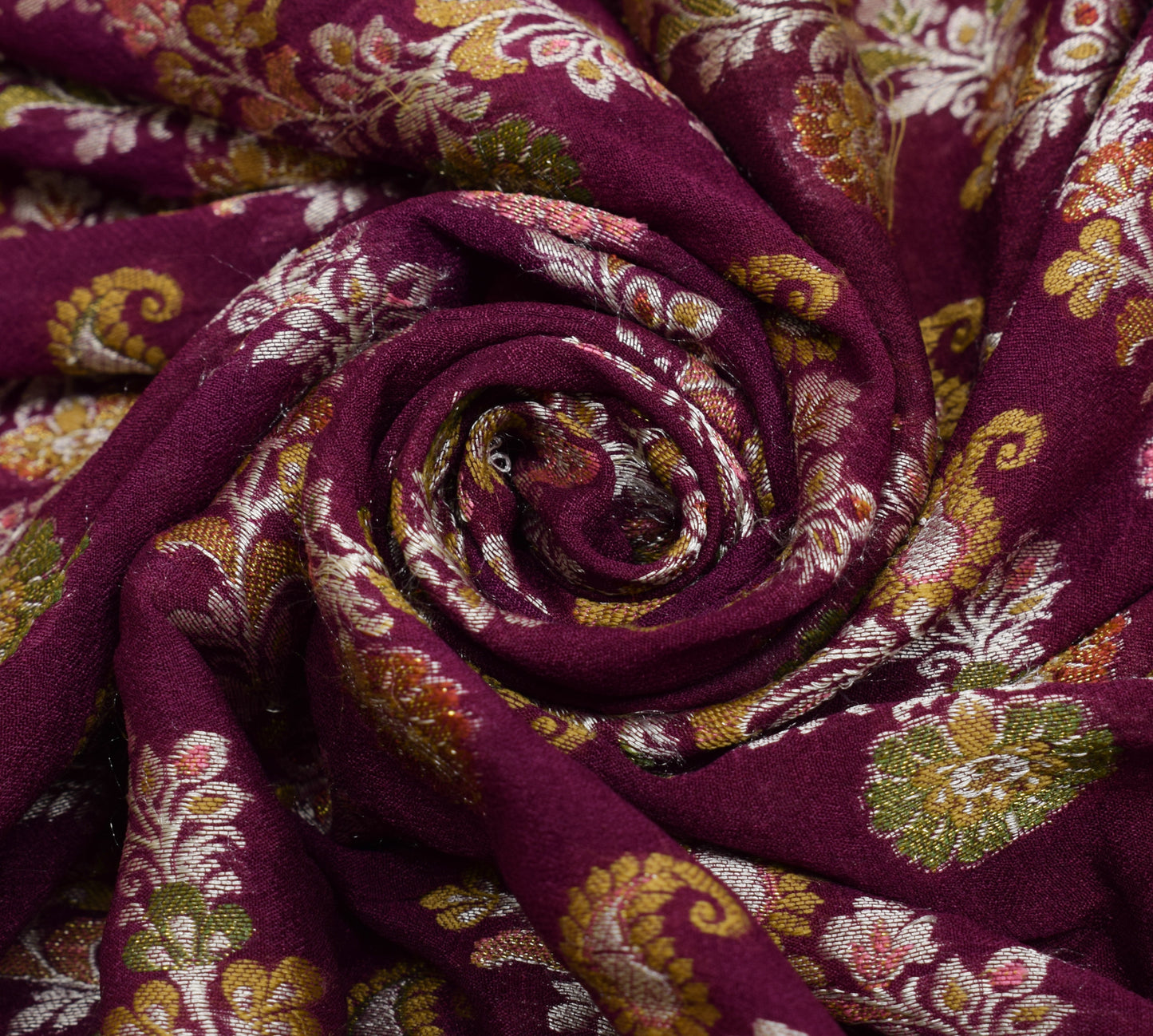 Sushila Vintage Saree 100% Pure Silk All Over Woven Floral Sari Craft Fabric