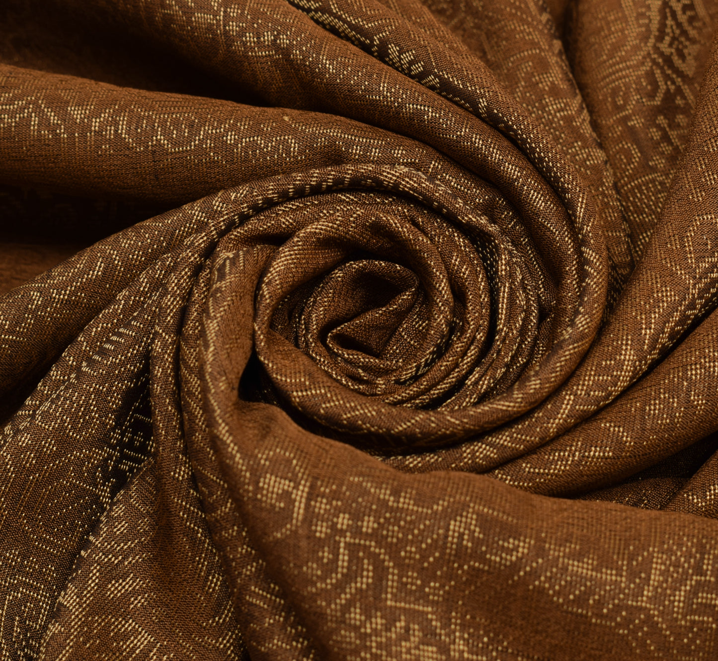 Sushila Vintage Brown Saree 100% Pure Silk All Over Woven Paisley Sari Fabric