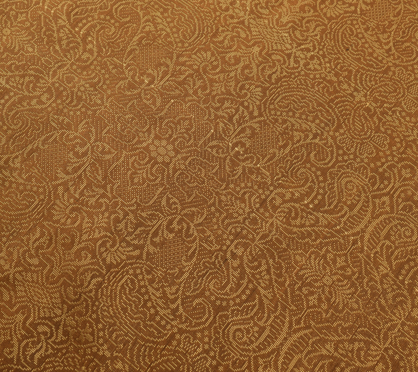 Sushila Vintage Brown Saree 100% Pure Silk All Over Woven Paisley Sari Fabric