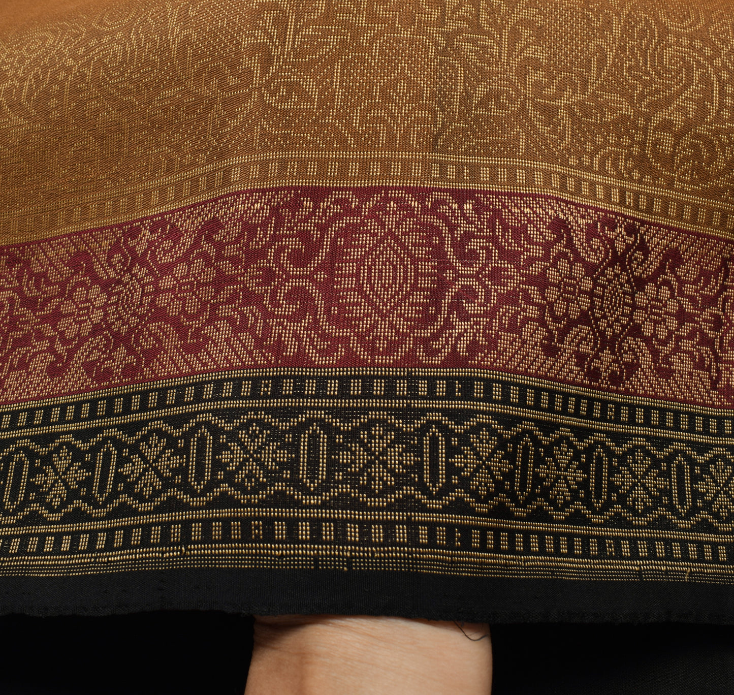 Sushila Vintage Brown Saree 100% Pure Silk All Over Woven Paisley Sari Fabric