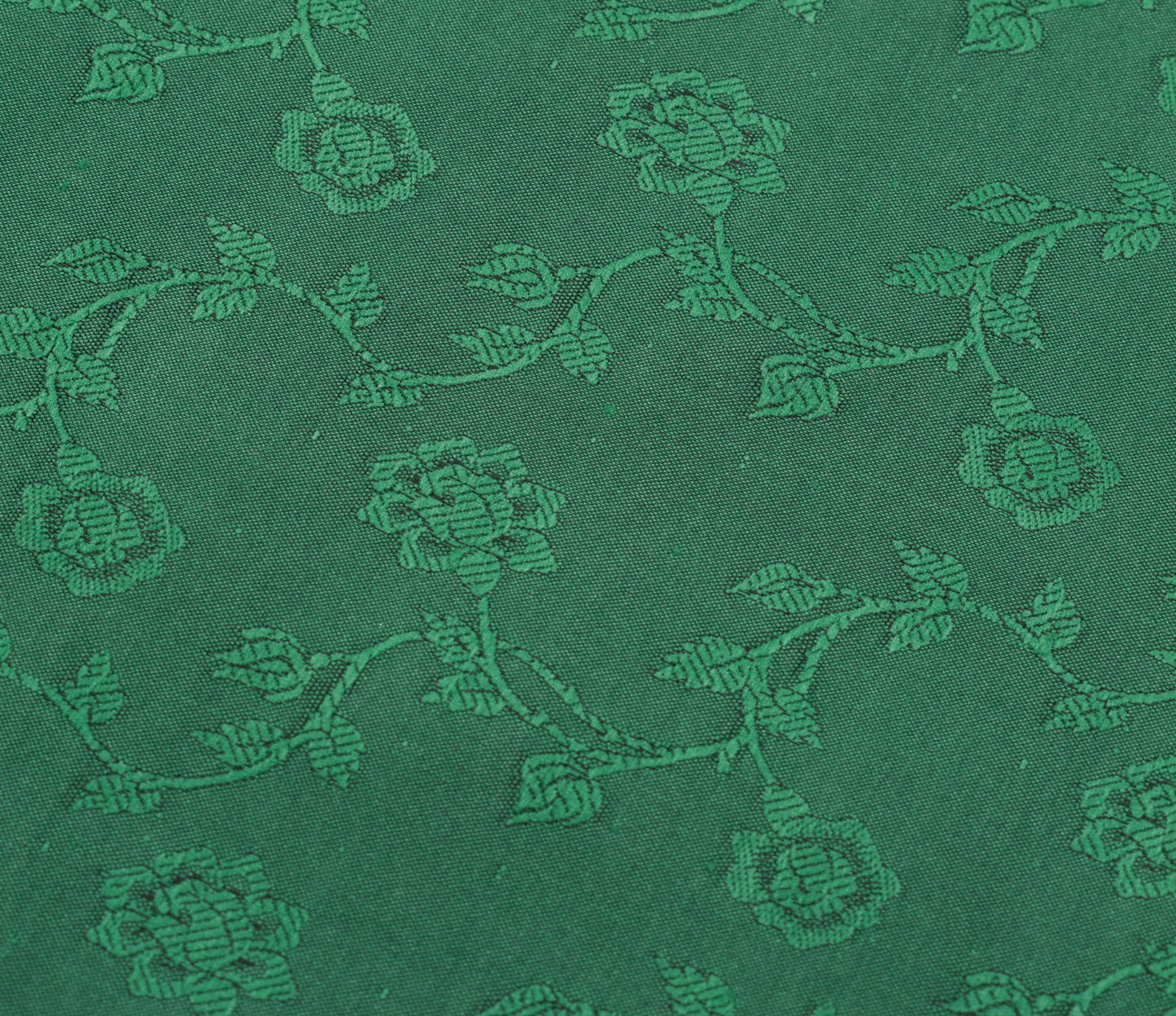 Sushila Vintage Green Indian Saree Blend Silk Woven Floral Sari 5YD Craft Fabric