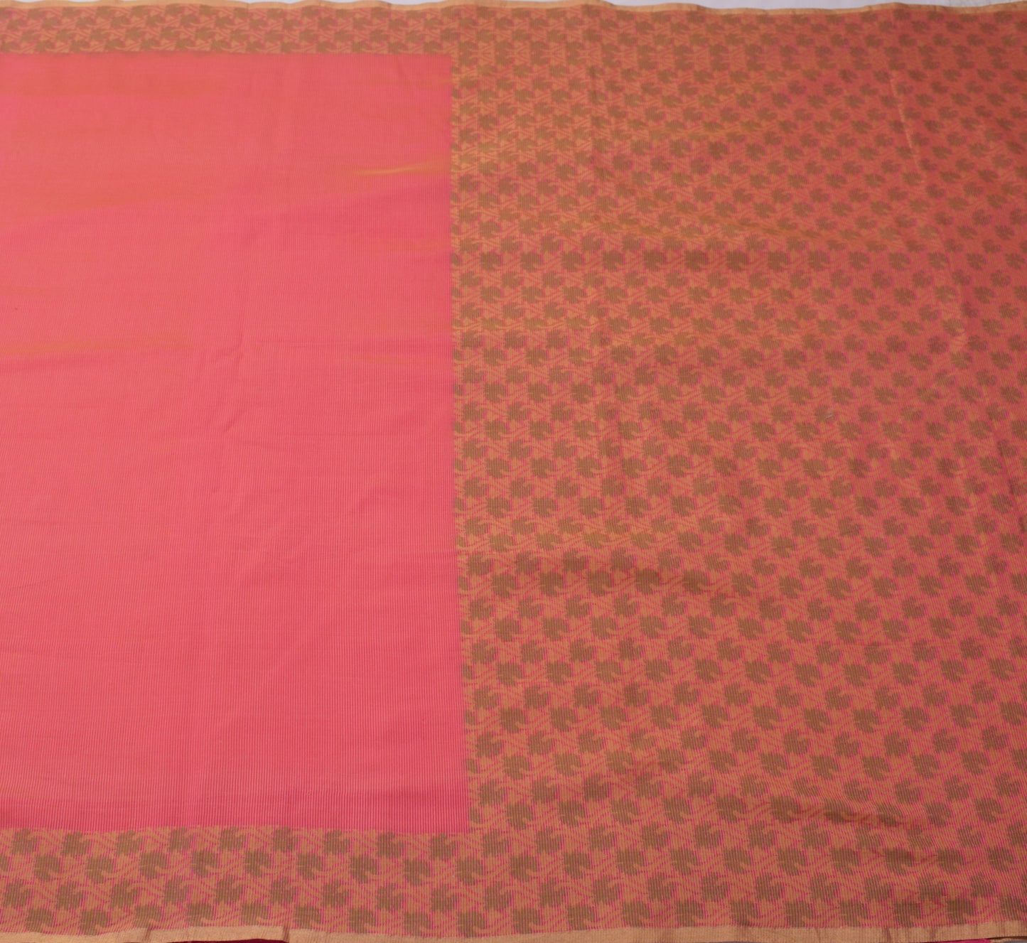 Sushila Vintage Pink Indian Saree Blend Cotton Stripes Woven Sari Craft Fabric