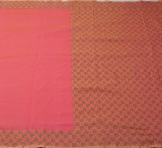 Sushila Vintage Pink Indian Saree Blend Cotton Stripes Woven Sari Craft Fabric