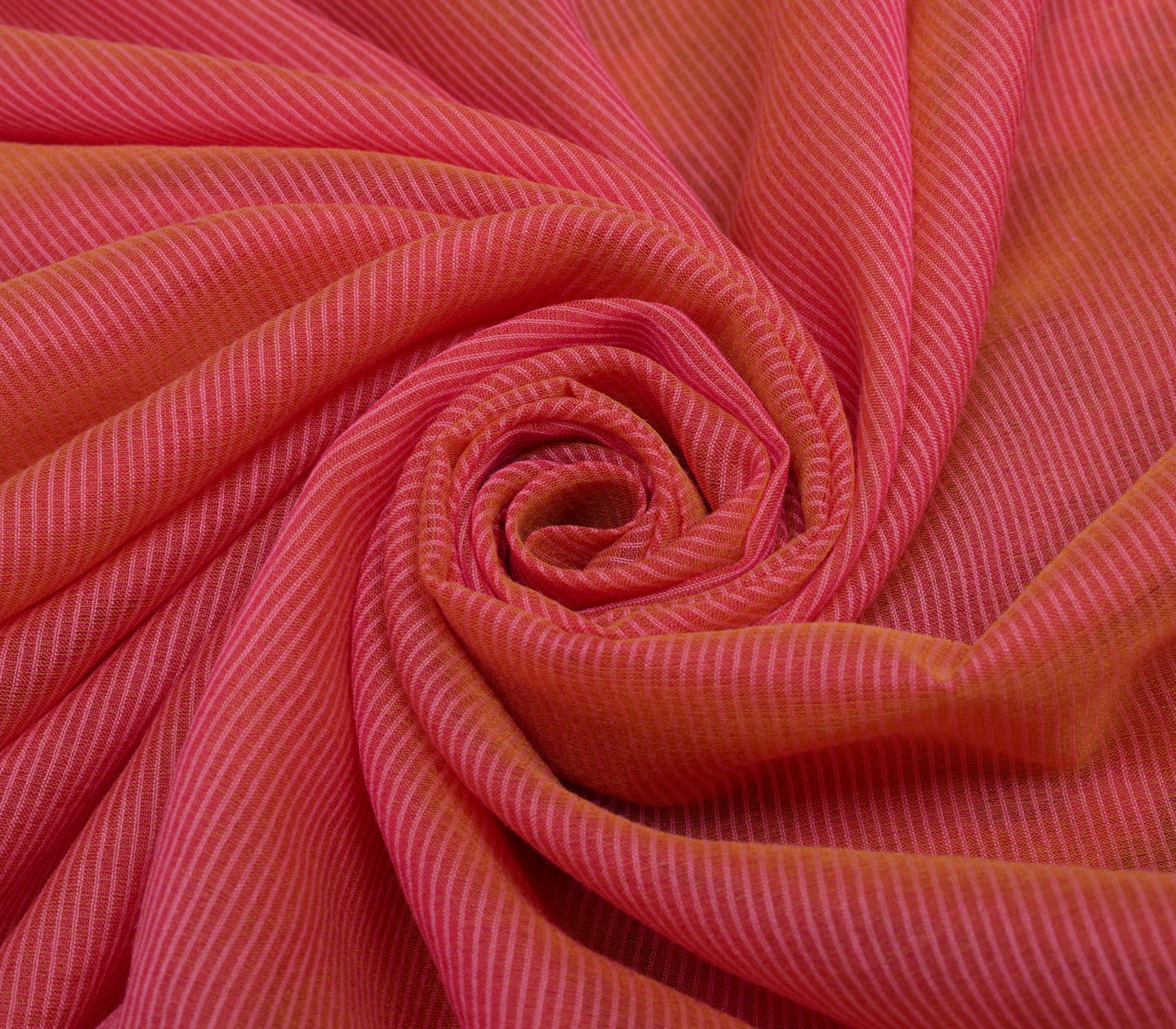 Sushila Vintage Pink Indian Saree Blend Cotton Stripes Woven Sari Craft Fabric