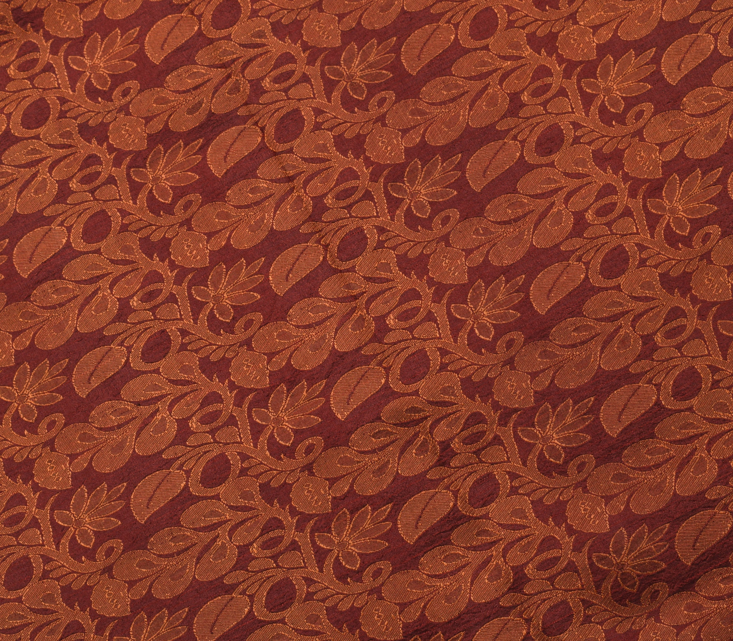 Sushila Vintage Maroon Saree 100% Pure Silk Flora All Over Woven Sari Fabric
