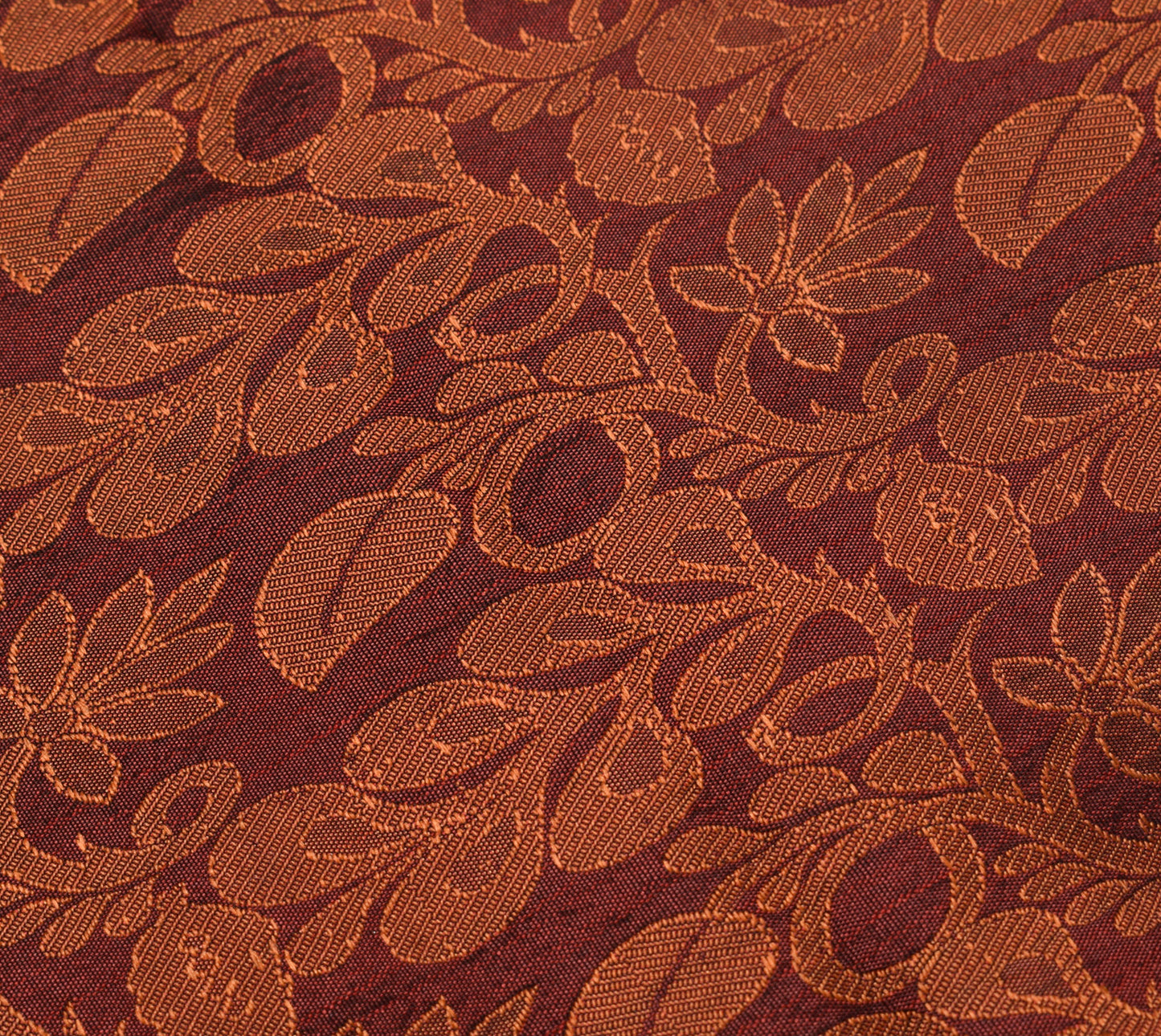Sushila Vintage Maroon Saree 100% Pure Silk Flora All Over Woven Sari Fabric