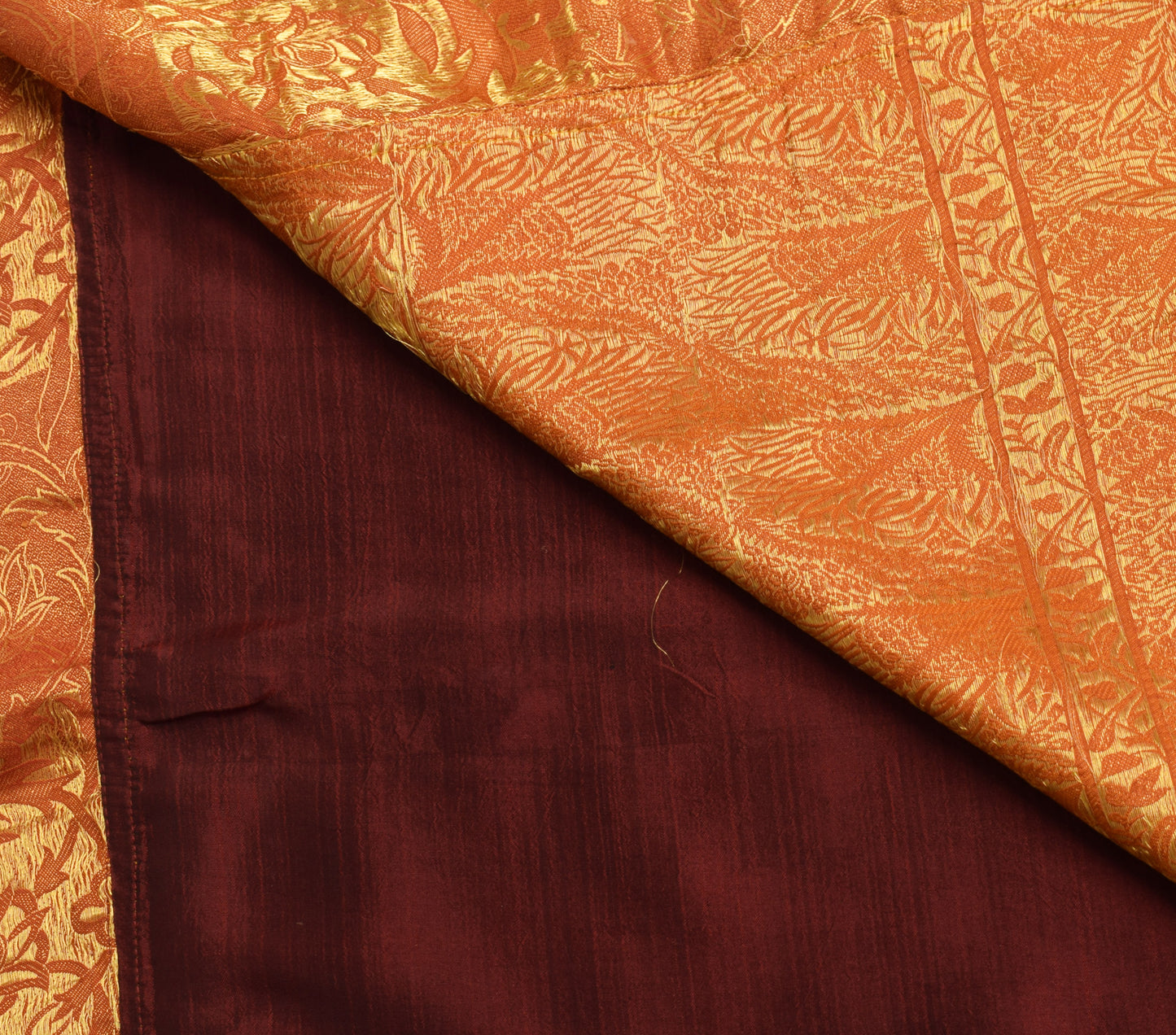 Sushila Vintage Maroon Saree 100% Pure Silk Flora All Over Woven Sari Fabric