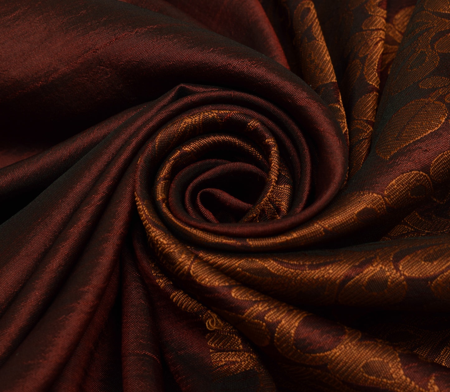 Sushila Vintage Maroon Saree 100% Pure Silk Flora All Over Woven Sari Fabric