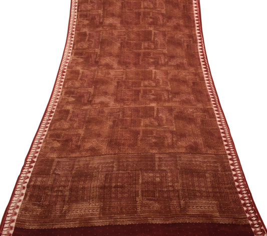 Sushila Vintage Indian Saree 100% Pure Crepe Silk Woven & Printed Sari Fabric