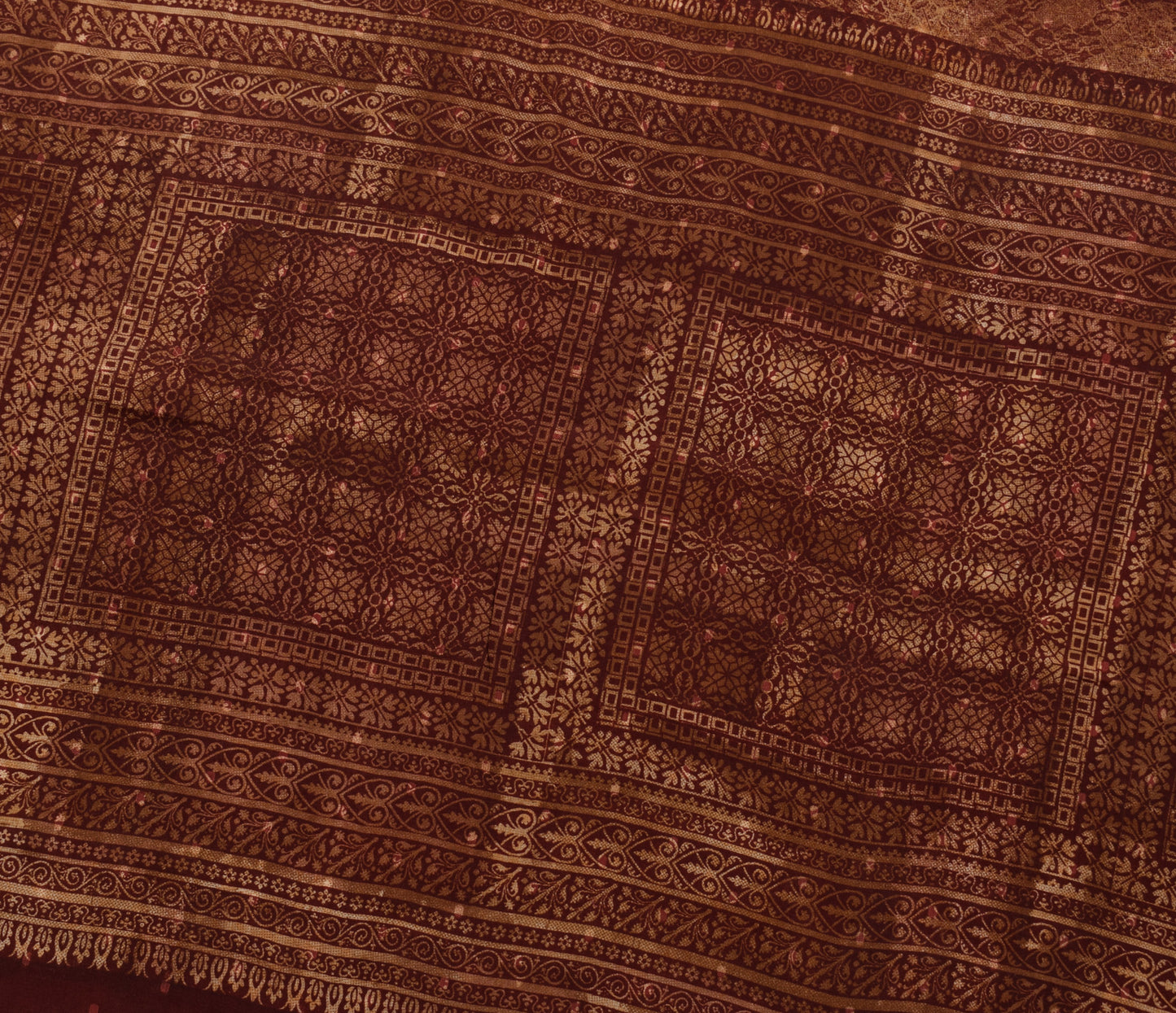 Sushila Vintage Indian Saree 100% Pure Crepe Silk Woven & Printed Sari Fabric