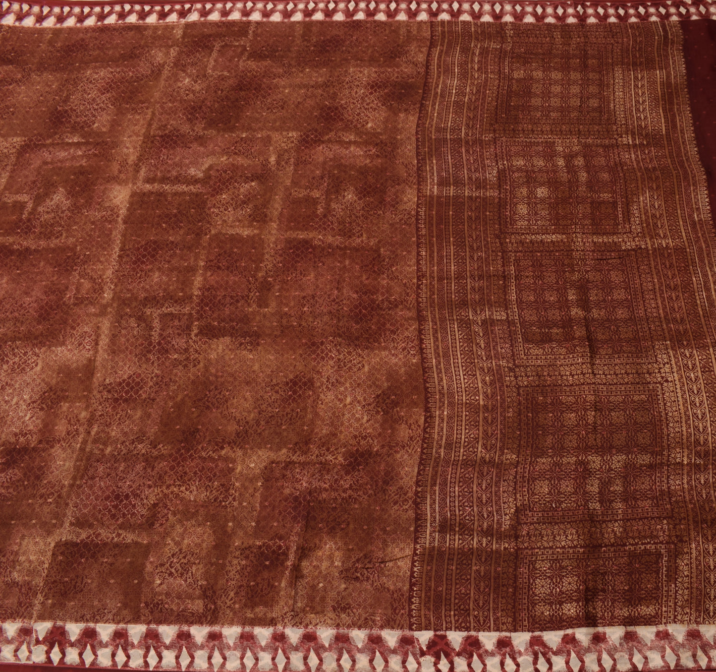Sushila Vintage Indian Saree 100% Pure Crepe Silk Woven & Printed Sari Fabric