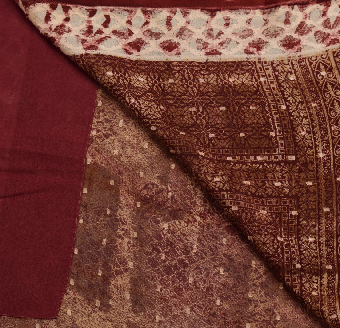 Sushila Vintage Indian Saree 100% Pure Crepe Silk Woven & Printed Sari Fabric